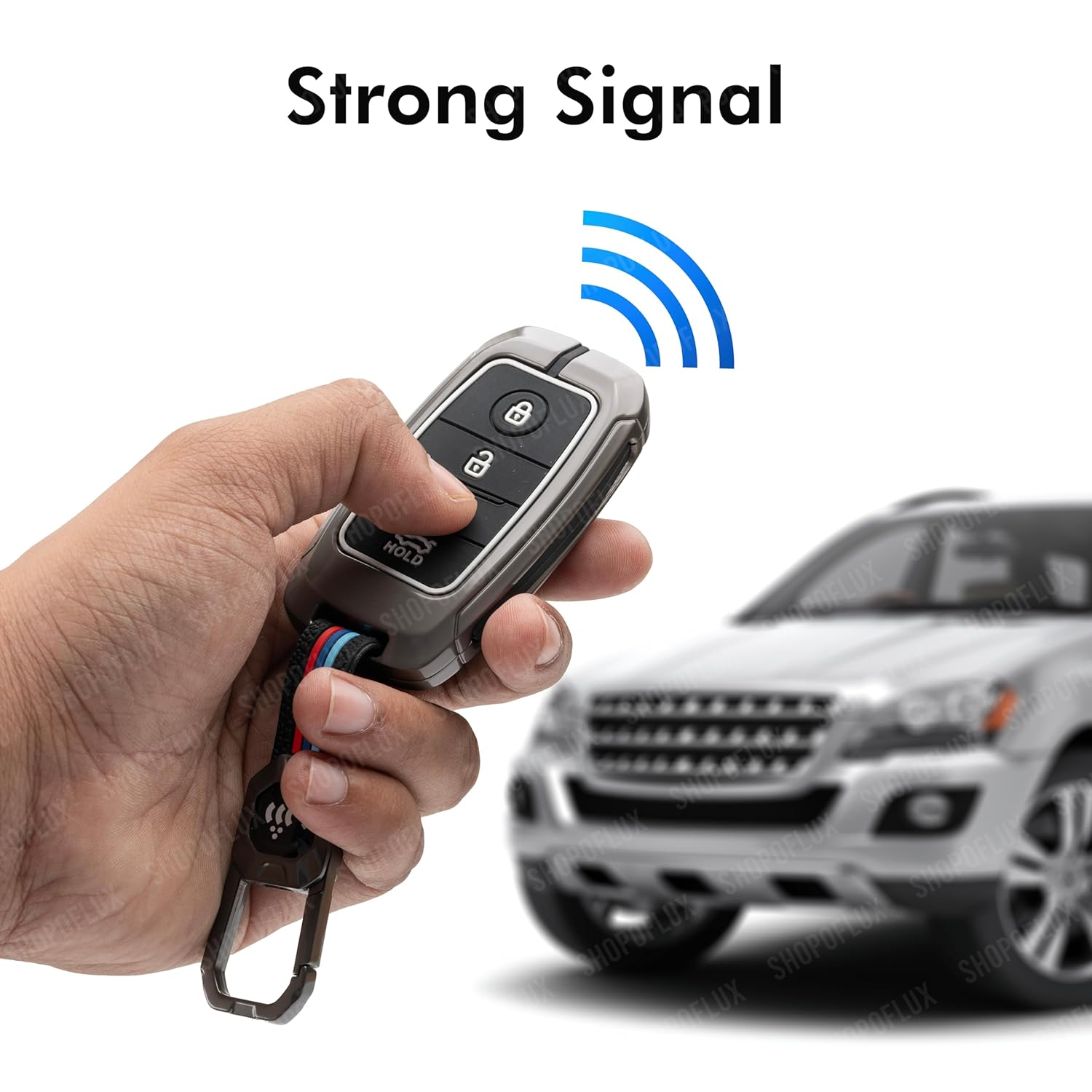 SHOPOFLUX Metal Key Cover Compatible for Kia Seltos | Sonet | Carens 4 Button Smart Key Black