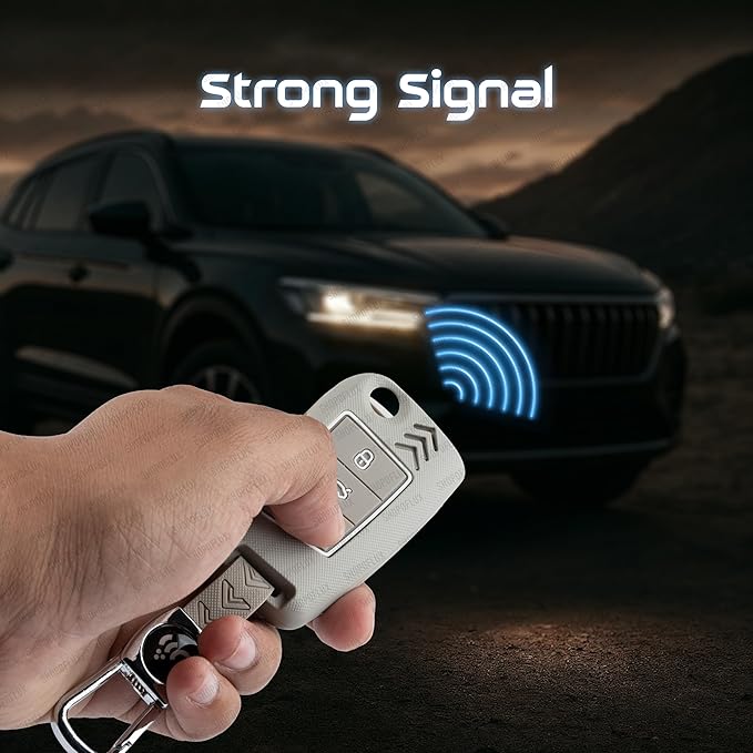 SHOPOFLUX Metal Key Cover Compatible for Skoda & Volkswagen Cars Kylaq | Slavia | Kushaq | Octavia | Virtus | Taigun | Tiguan | T Roc 3 Button Flip Key