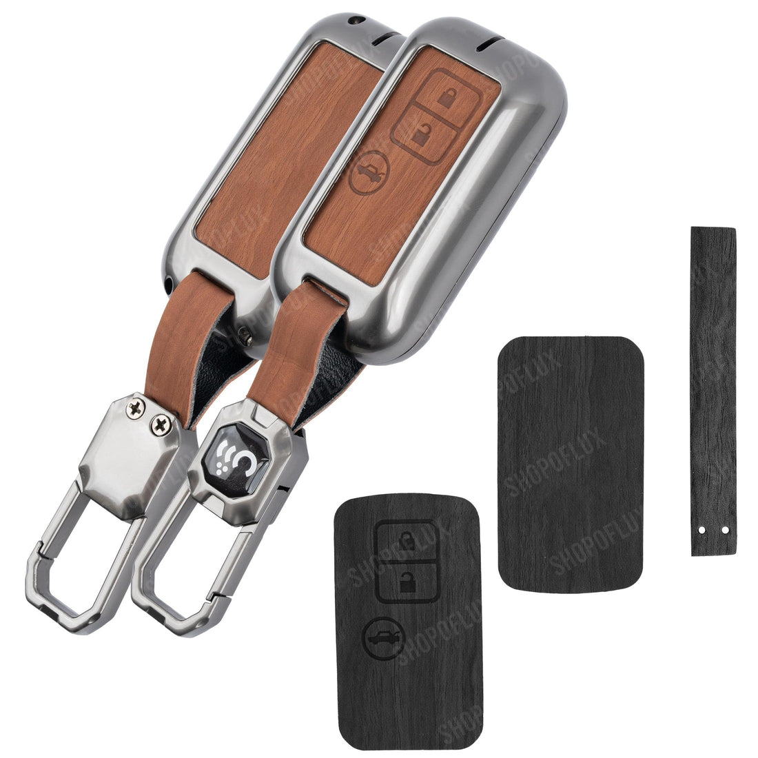 SHOPOFLUX Metal key Cover Compatible with Suzuki Dzire | Ertiga 3 button smart key (Black) (Pack 1) Shopoflux