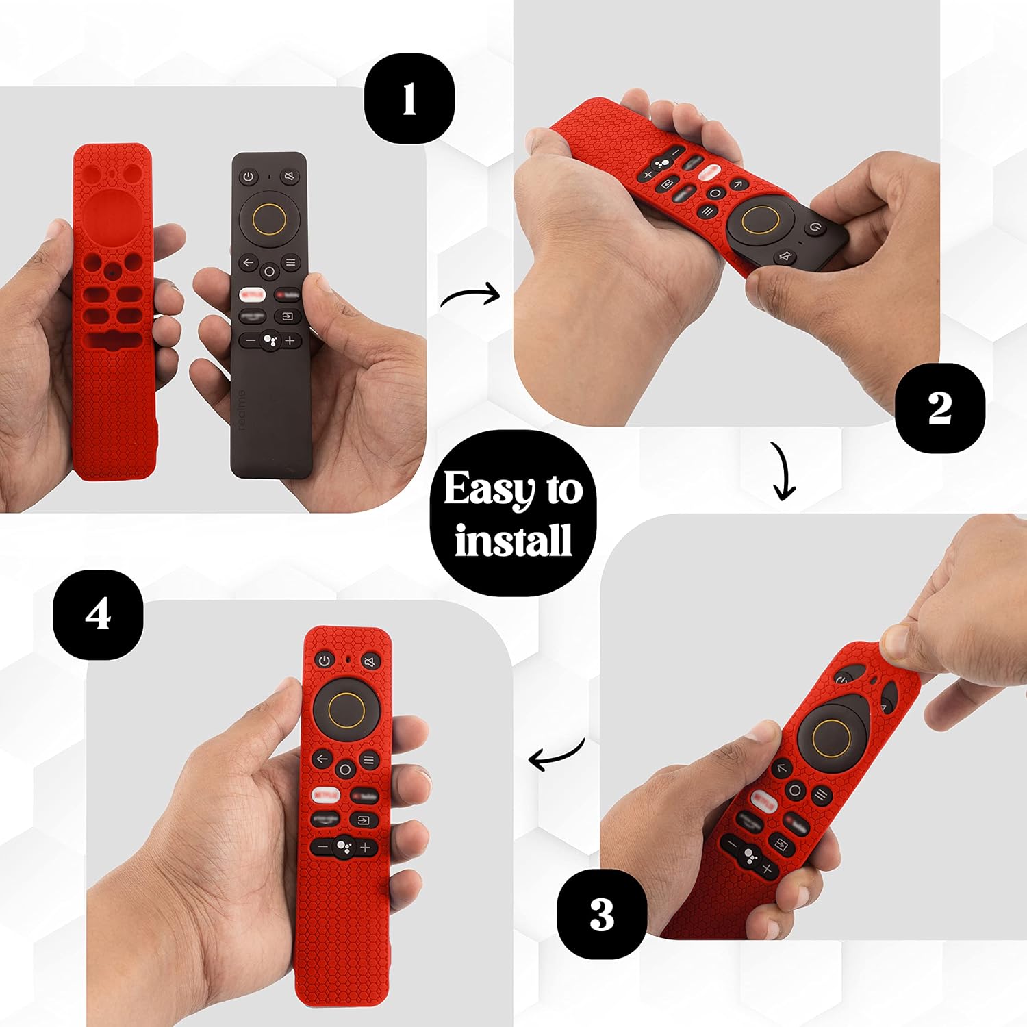 SHOPOFLUX Silicone Remote Cover Compatible with REALME Smart LED TV Anti Slip Remote Case Shockproof Cover (Red) Shopoflux