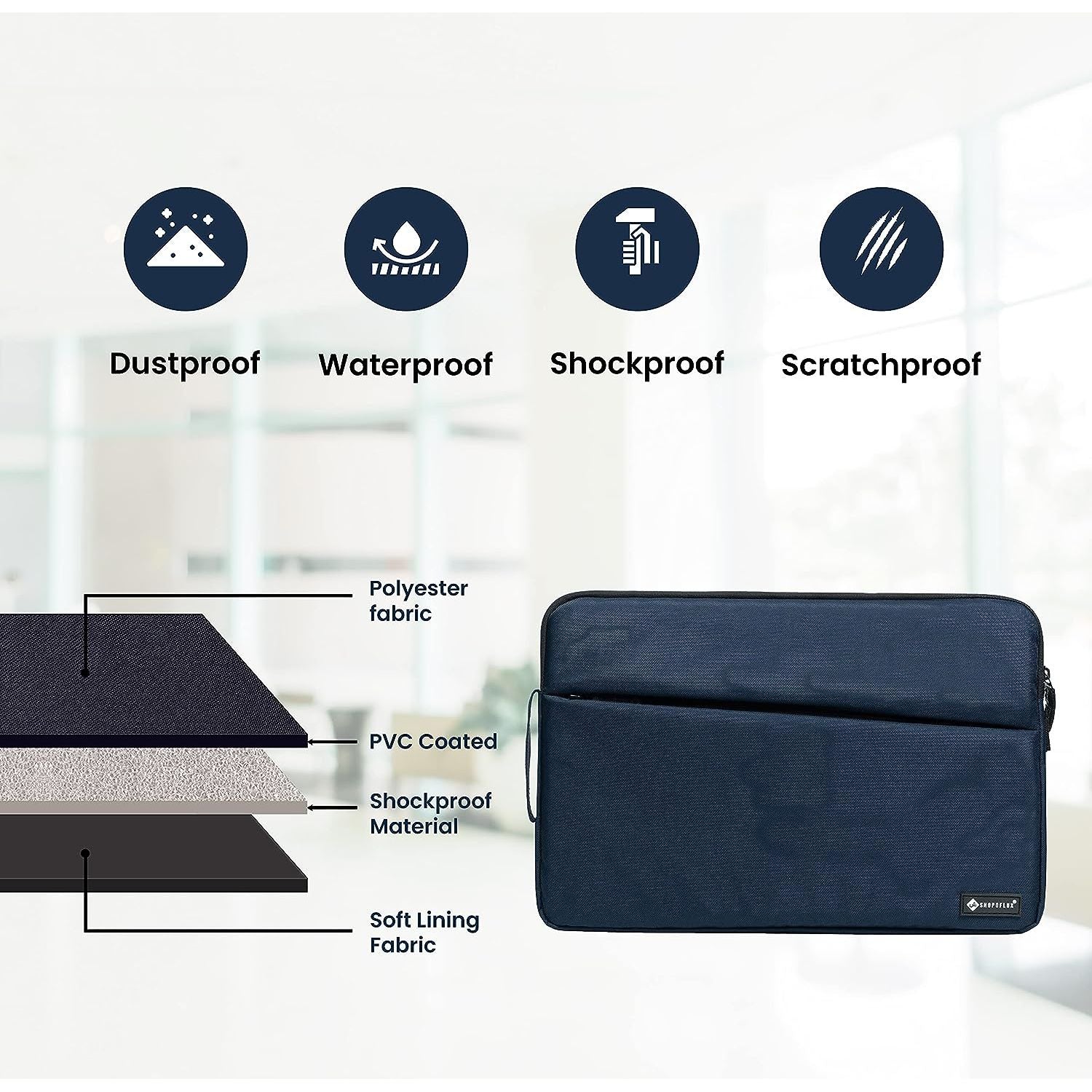 Shopoflux 16 Inch Laptop Sleeve Pack of 2 Case Cover Bag for Laptop for Men and Women Waterproof with Front Pocket Blue, 16 X 11 X 1.2 Inch Brown & Blue