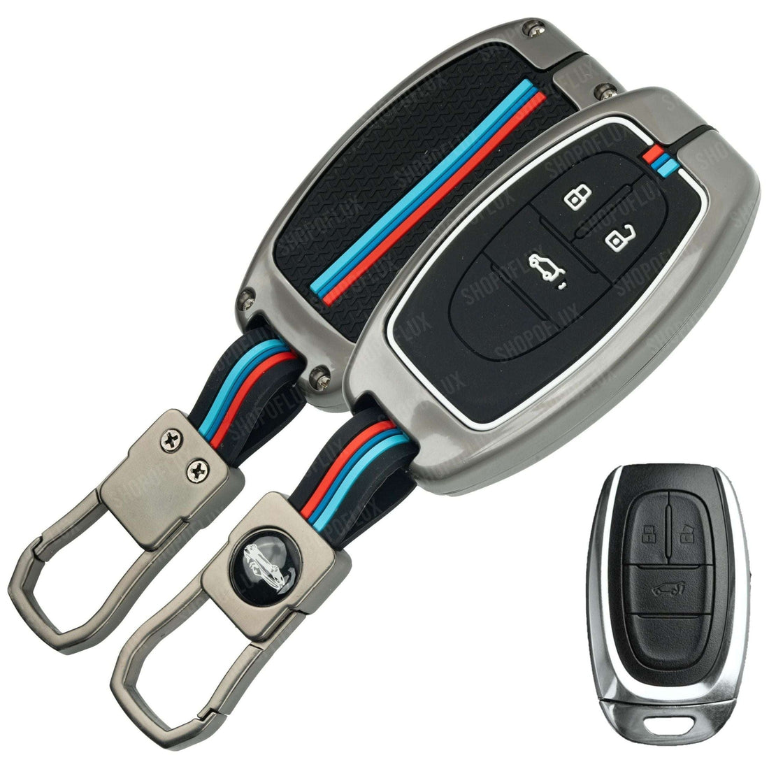SHOPOFLUX Metal Key Cover Compatible with MG Gloster 3 Button Smart Key