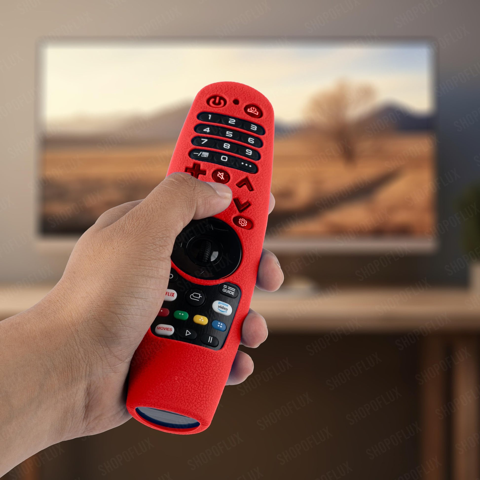 Shopoflux Silicone Full Wrap Case Compatible with LG AN-MR19BA AN-MR600 Magic Remote with Lanyard [Remote Not Included] (RED) (Copy) Shopoflux