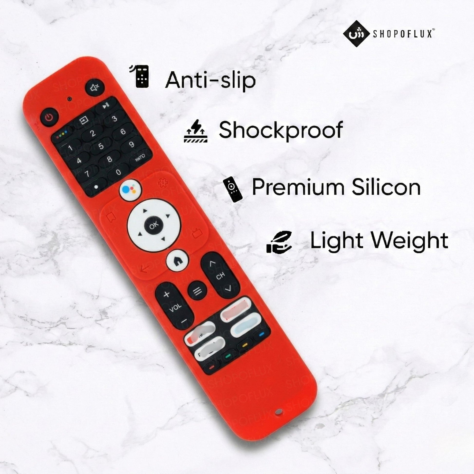 SHOPOFLUX Silicone TV Remote Cover Compatible with Haier TV Protective Case with Lanyard (Red) Shopoflux