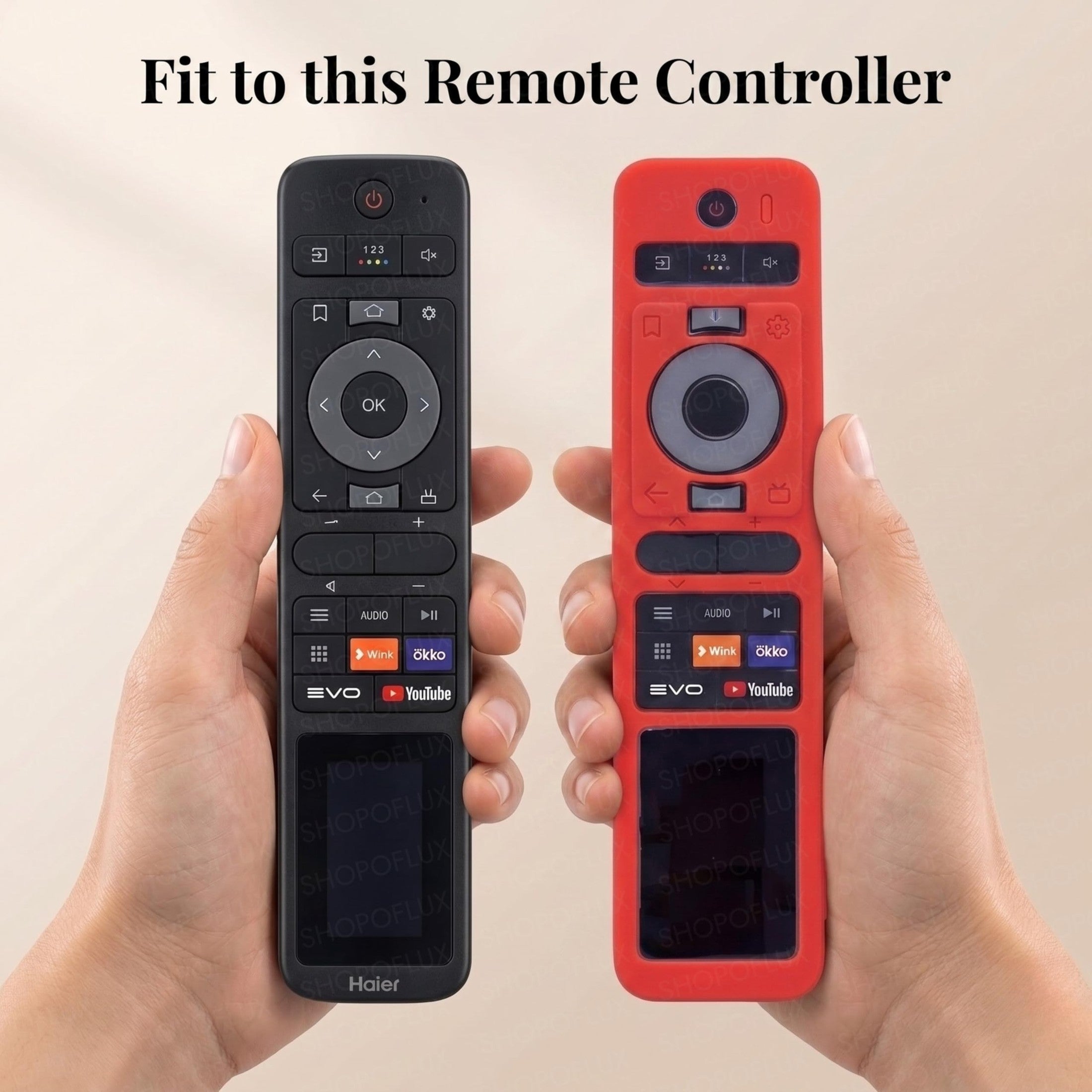 SHOPOFLUX Silicone TV Remote Cover Compatible with Haier TV Protective Case with Lanyard [Remote Not Included] (Red) Shopoflux