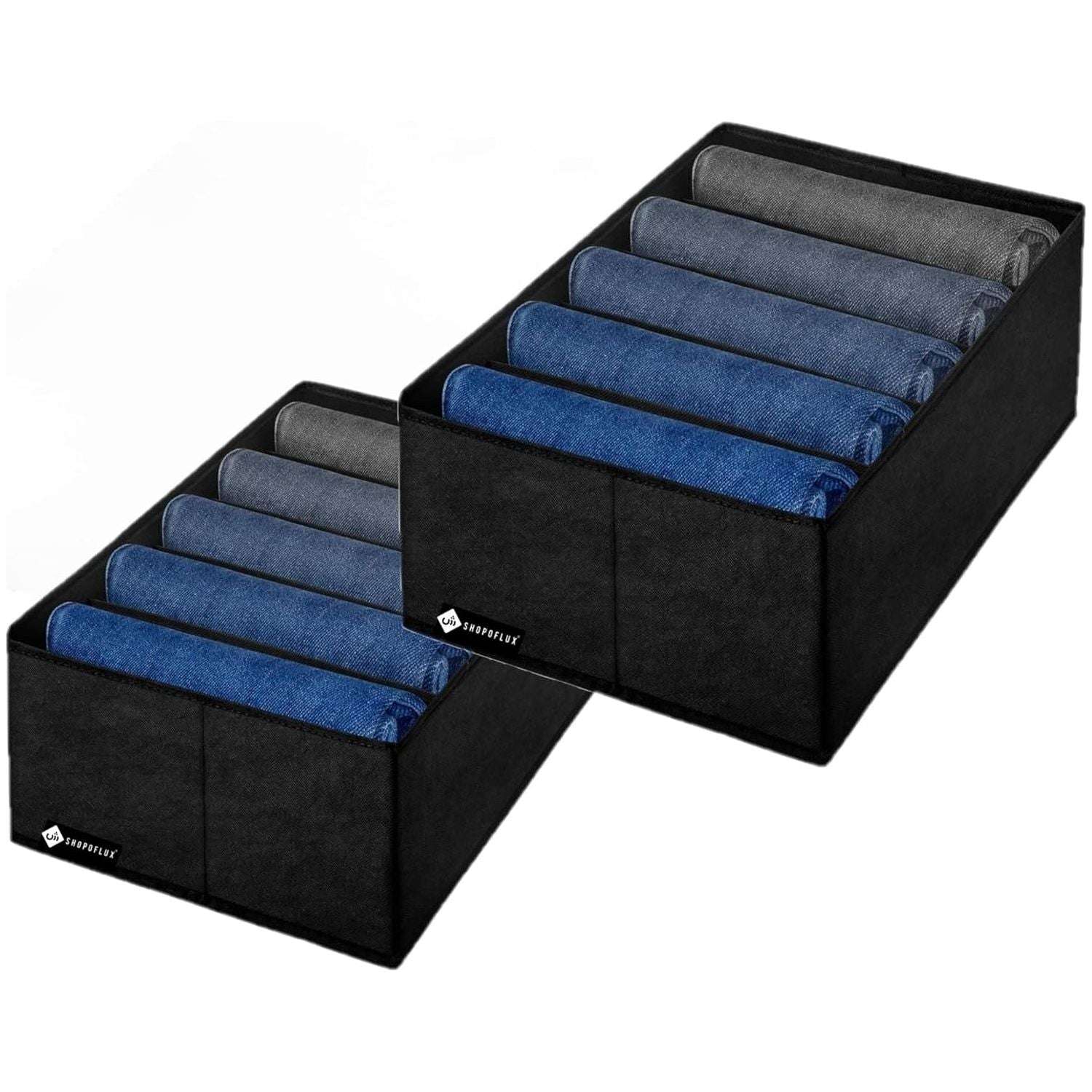 SHOPOFLUX Clothes Organizer for Wardrobe - Ideal for Jeans, Pants, Shirts - Drawer Closet Storage Solution Black 5 Slots