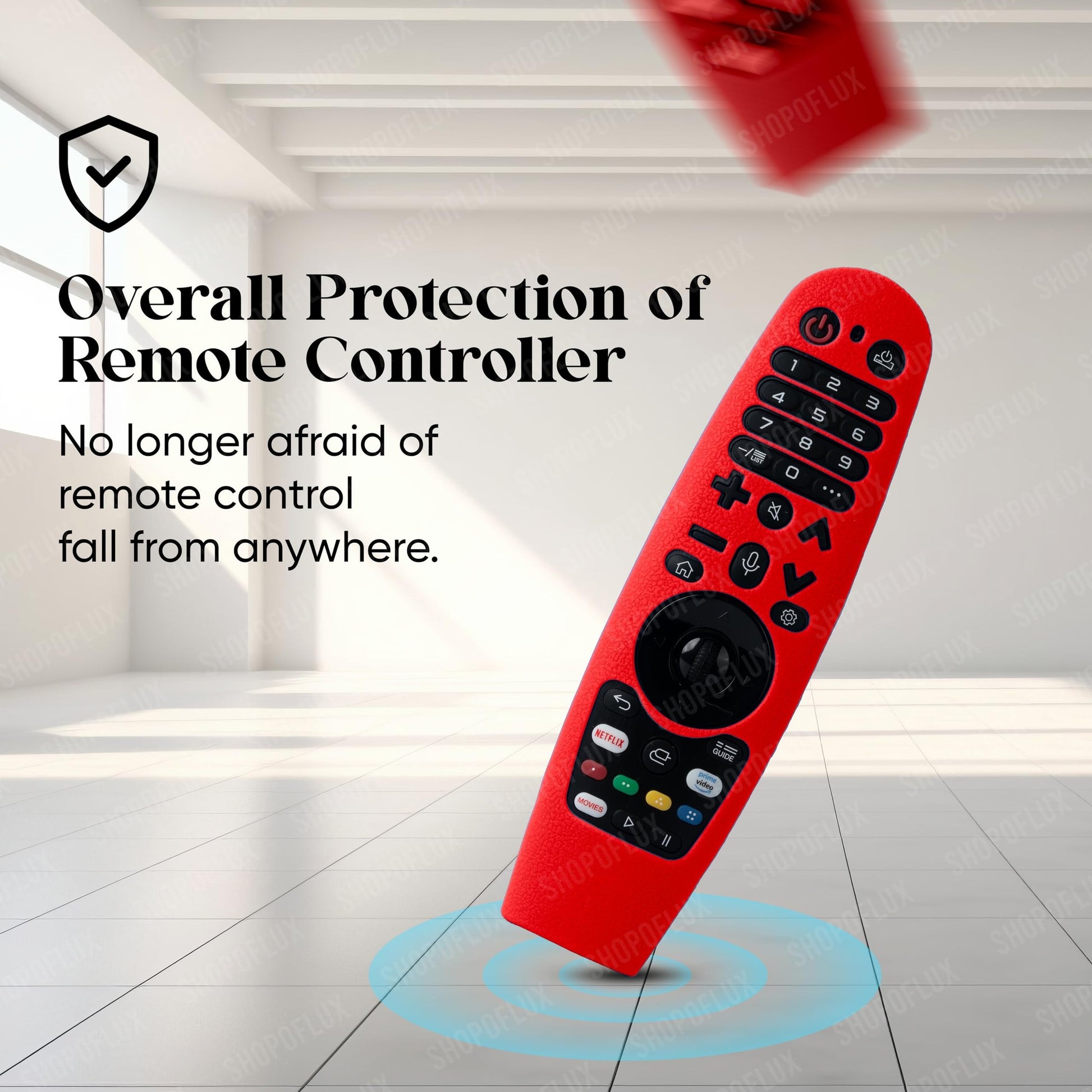 Shopoflux Silicone Full Wrap Case Compatible with LG AN-MR19BA AN-MR600 Magic Remote with Lanyard [Remote Not Included] (RED) Shopoflux