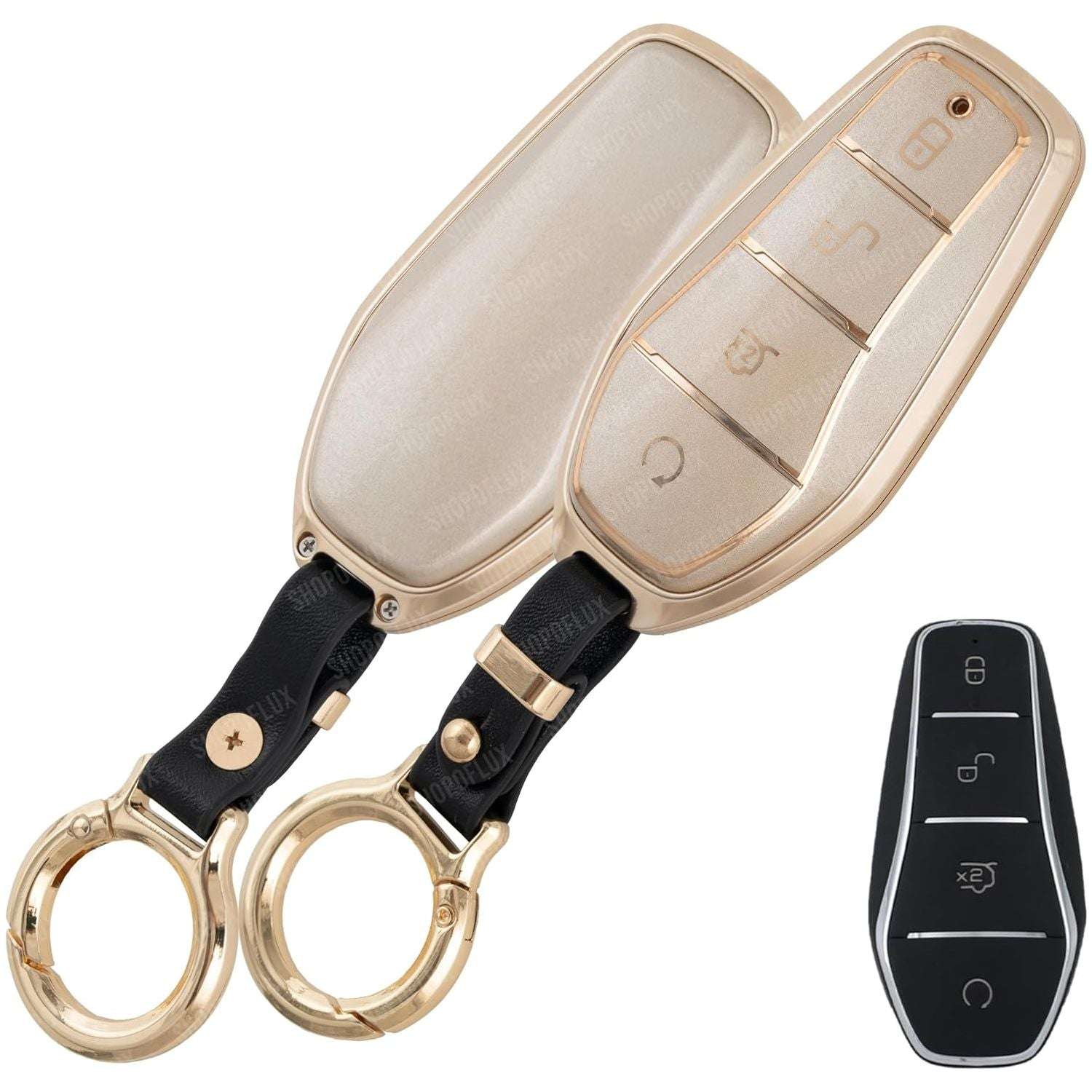 SHOPOFLUX Metal TPU Car Key Cover Compatible for BYD Atto 3, SEAL, Sealion 7, eMAX 7 4 Button