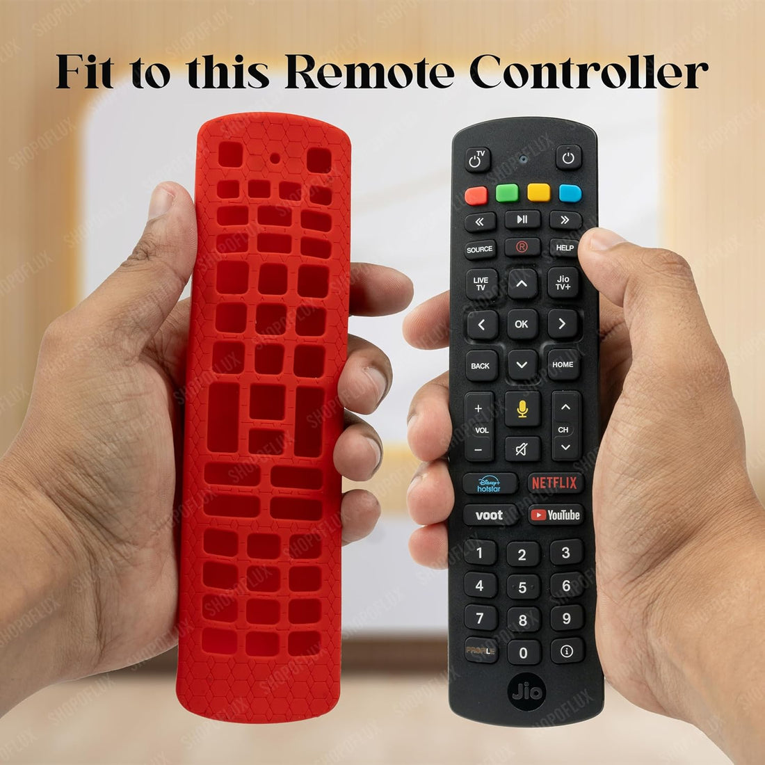 SHOPOFLUX Silicone Remote Cover Compatible with Jio TV Remote Anti Slip Case Shockproof Cover (RED) Shopoflux
