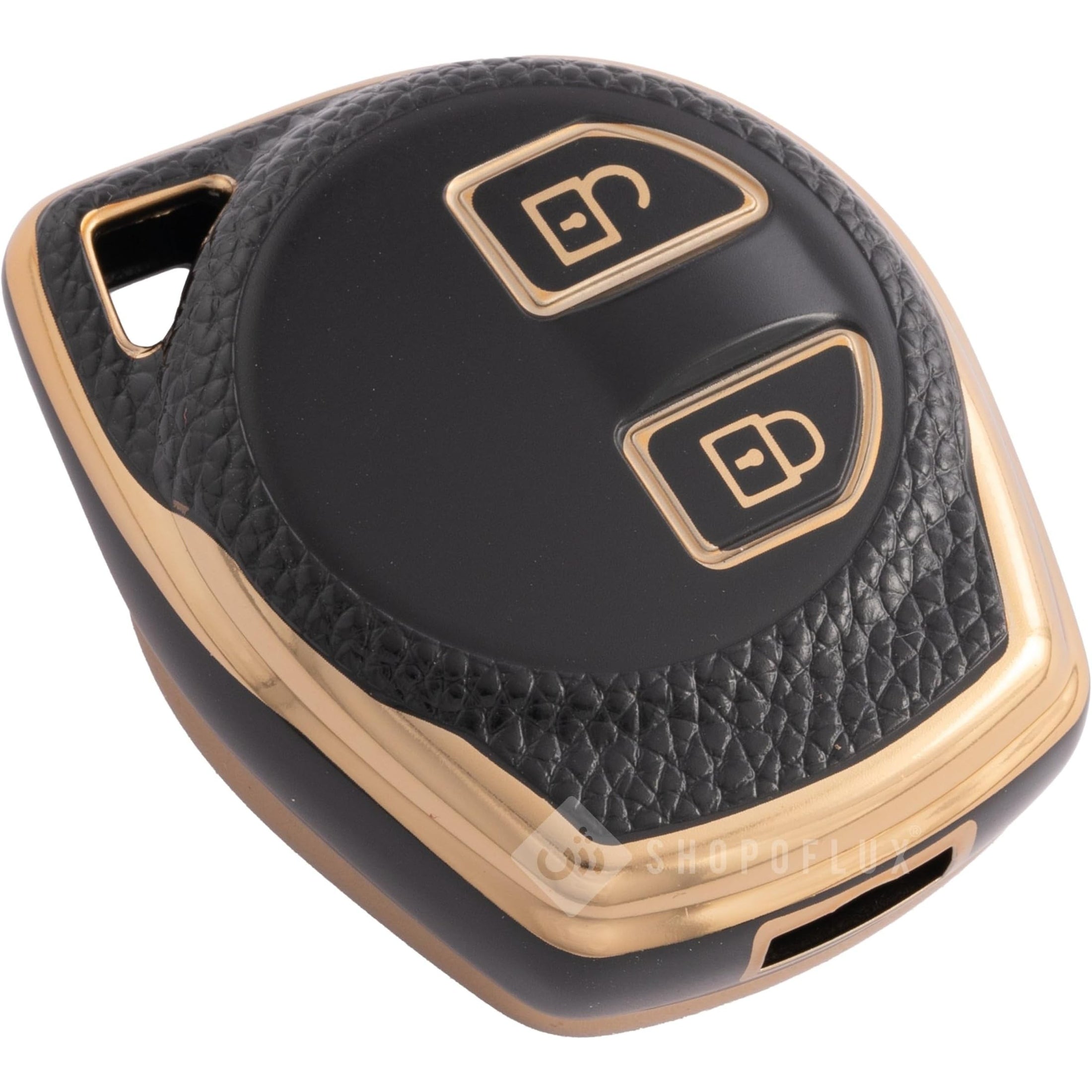 Shopoflux TPU Leather Key Cover Compitable for Suzuki Toyota and Swift | Ertiga | Wagonr | Celerio | Swift Dzire | Alto | Fronx | Breza | S Presso | Ignis 2 Button Remote Key Black Gold