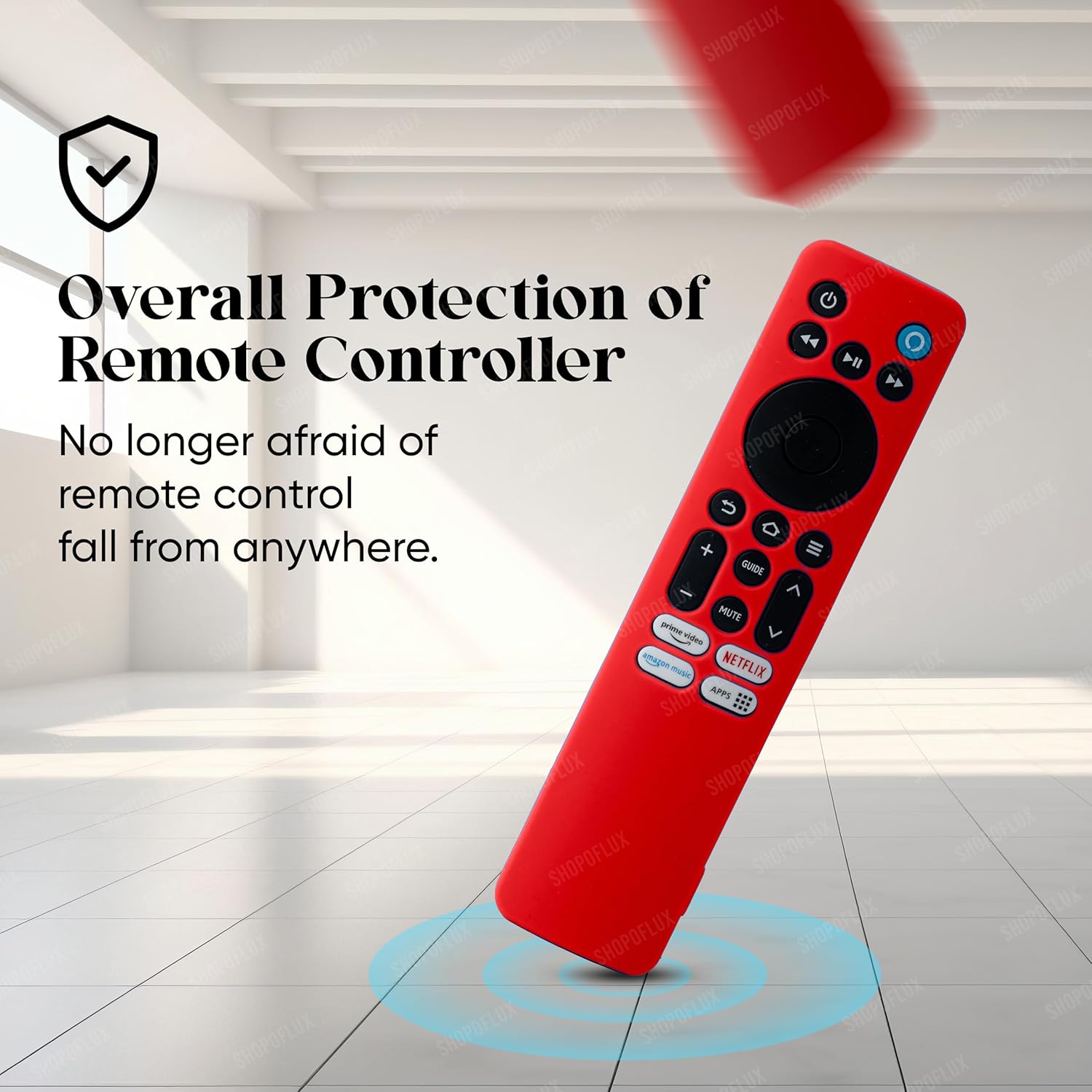 Shopoflux Silicone Tv Remote Cover Compatible with Redmi Smart Fire Tv 32 Redmi Fire Tv 4k 43 inches Protective Case (RED) Shopoflux
