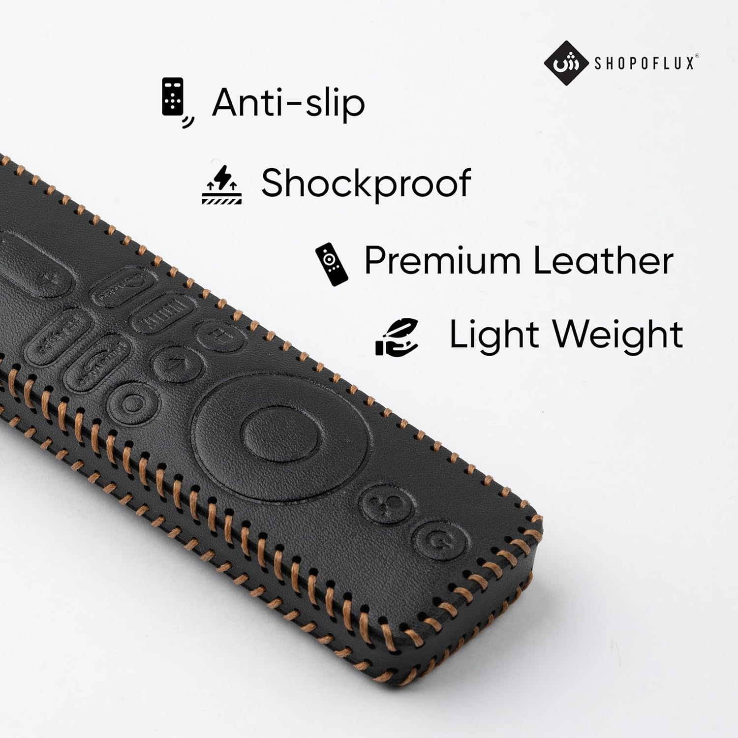 SHOPOFLUX Premium Leather Remote Cover for Xiaomi A Series, X Series, X Pro, 5A, OLED Vision, Redmi 4k Ultra 43 inch TVs Black