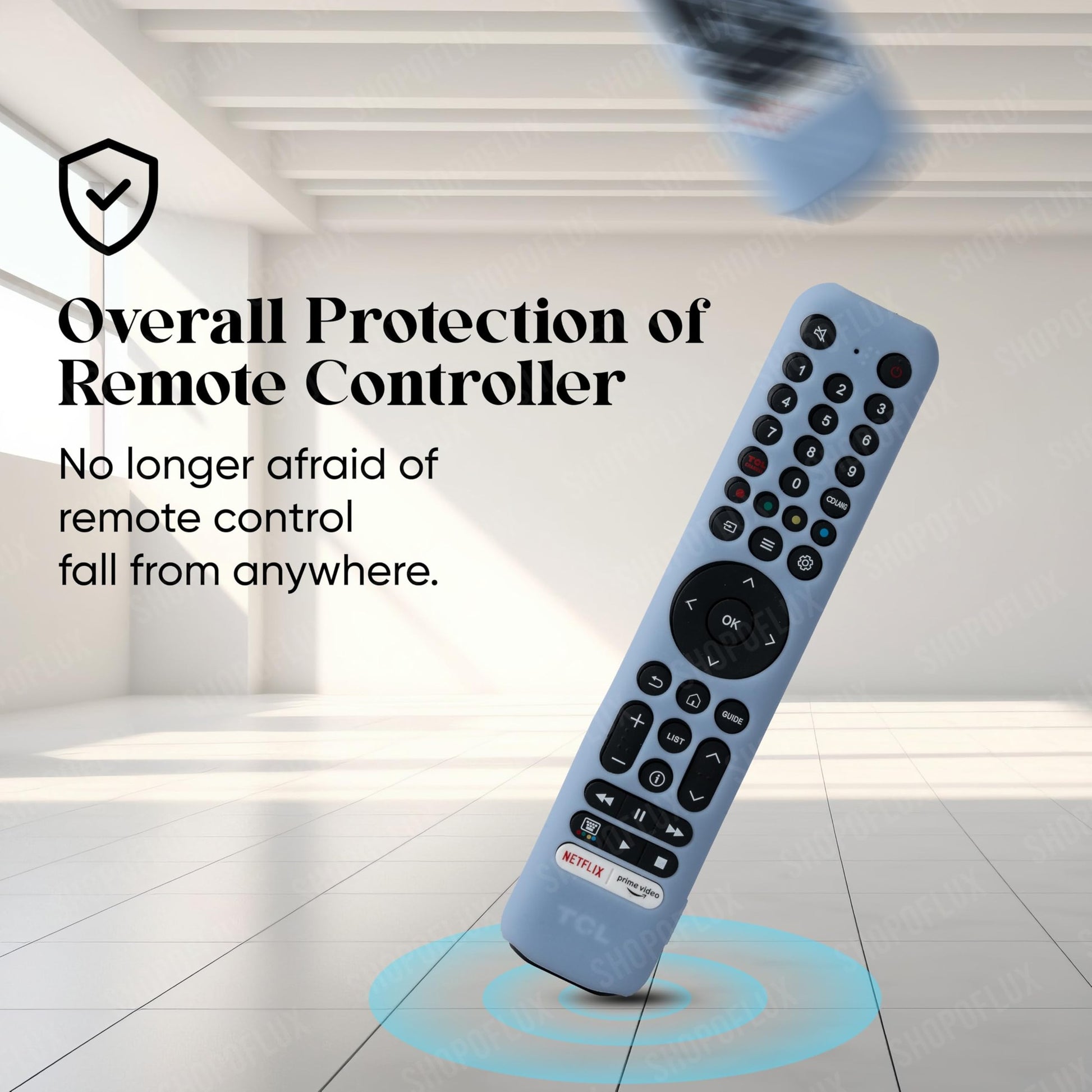 SHOPOFLUX Silicone TV Remote Cover Compatible with L4B Series TCL Tv Remote RC833 Protective Case (Sky Blue) Shopoflux