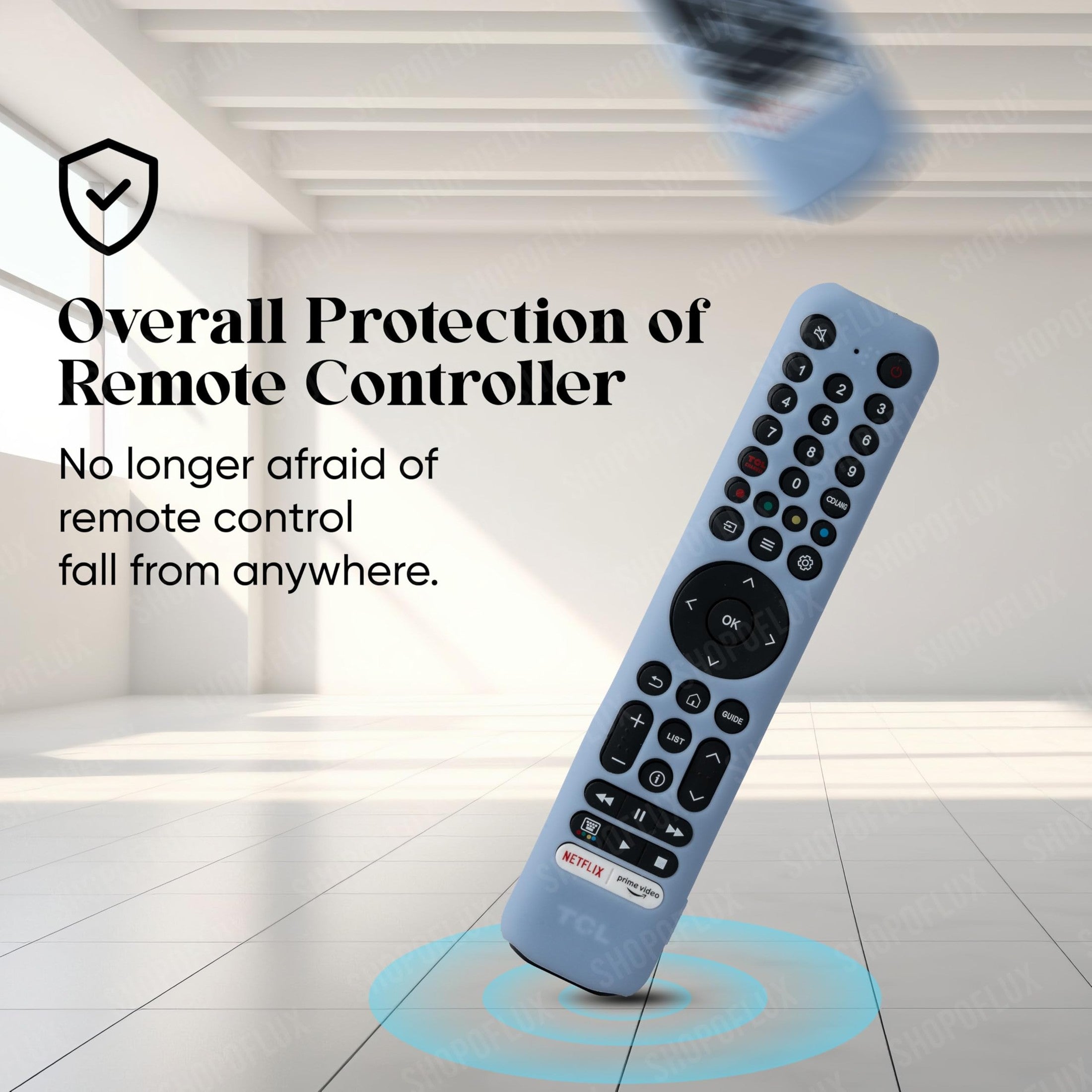 SHOPOFLUX Silicone TV Remote Cover Compatible with L4B Series TCL Tv Remote RC833 Protective Case (Sky Blue) Shopoflux