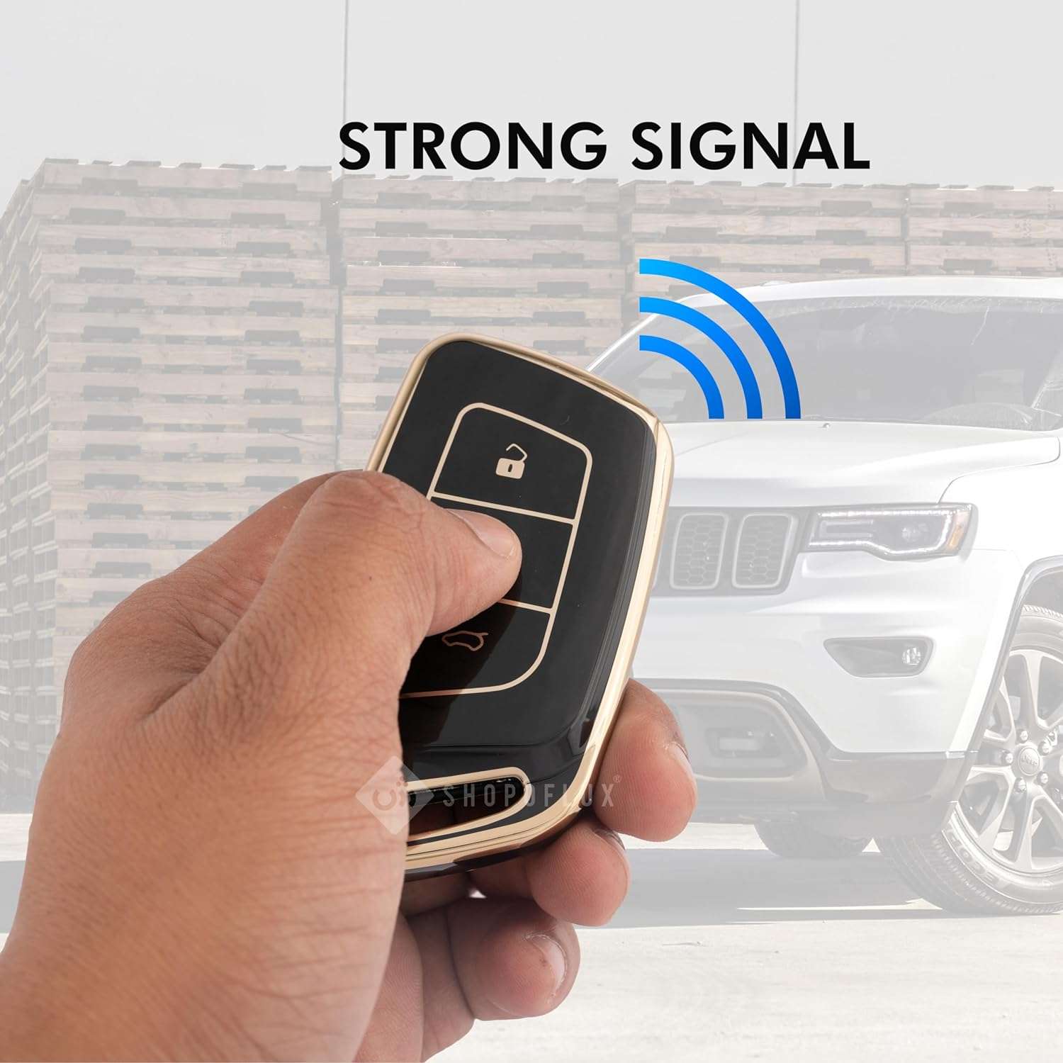 SHOPOFLUX TPU Car Key Cover Compatible for MG Hector | Windsor EV 3 Button Smart Key - Black