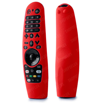 Shopoflux Silicone Full Wrap Case Compatible with LG AN-MR19BA AN-MR600 Magic Remote with Lanyard [Remote Not Included] (RED)