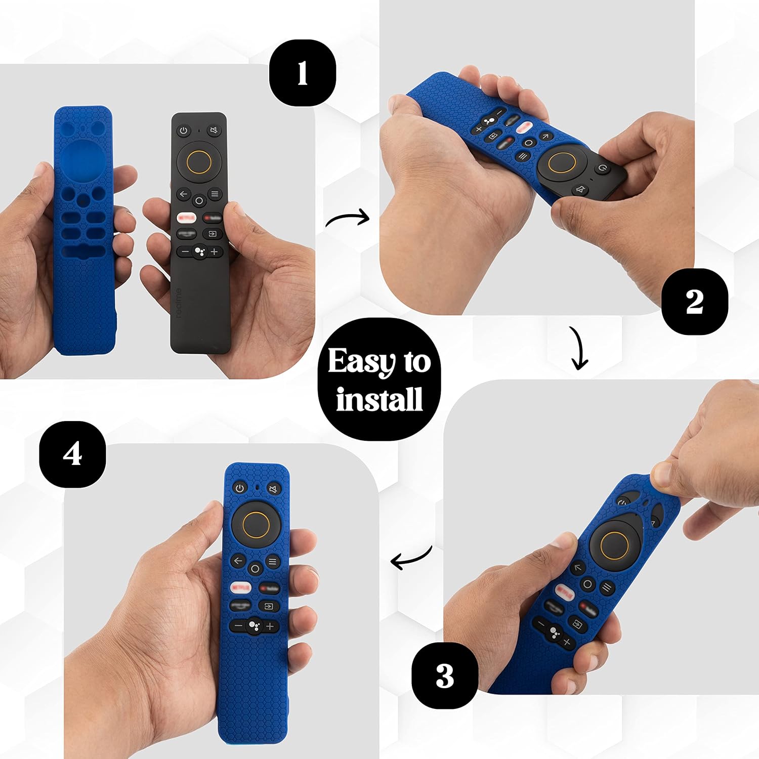 SHOPOFLUX Silicone Remote Cover Compatible with REALME Smart LED TV Anti Slip Remote Case Shockproof Cover (Blue) Shopoflux