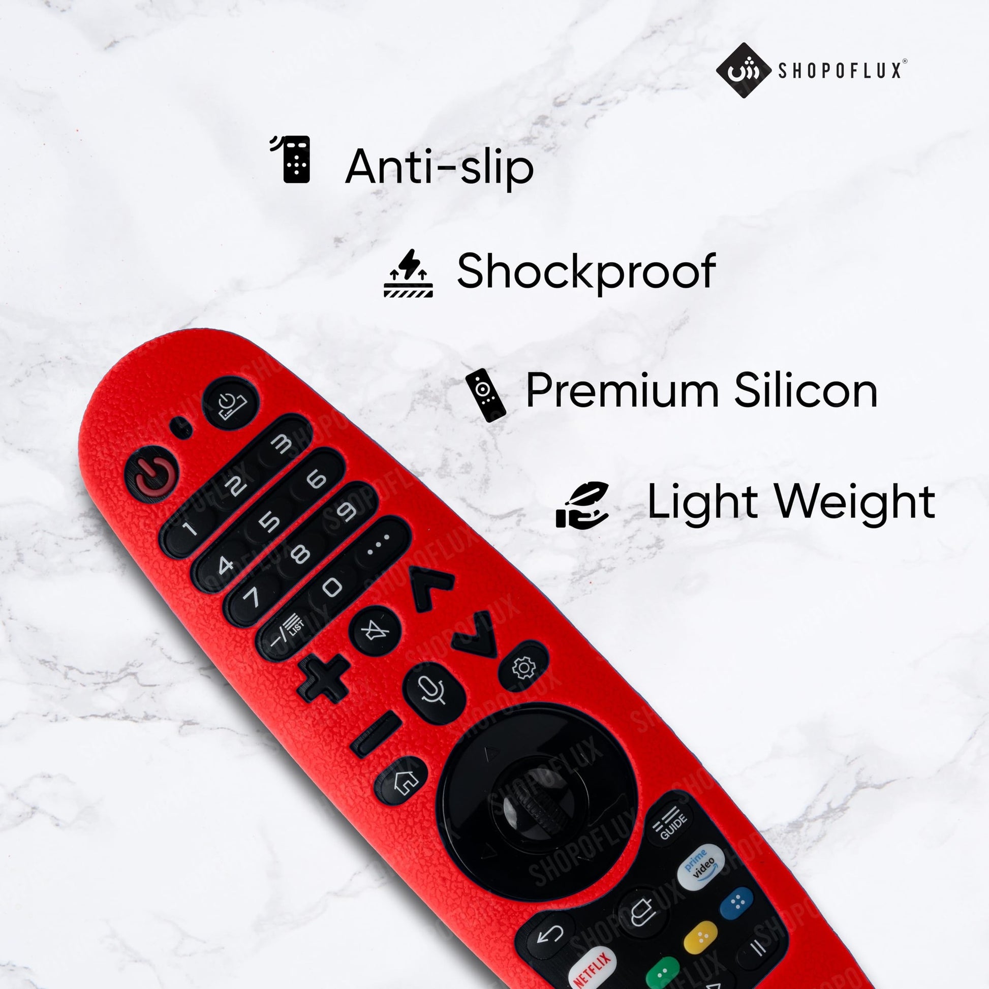 Shopoflux Silicone Full Wrap Case Compatible with LG AN-MR19BA AN-MR600 Magic Remote with Lanyard [Remote Not Included] (RED) (Copy) Shopoflux