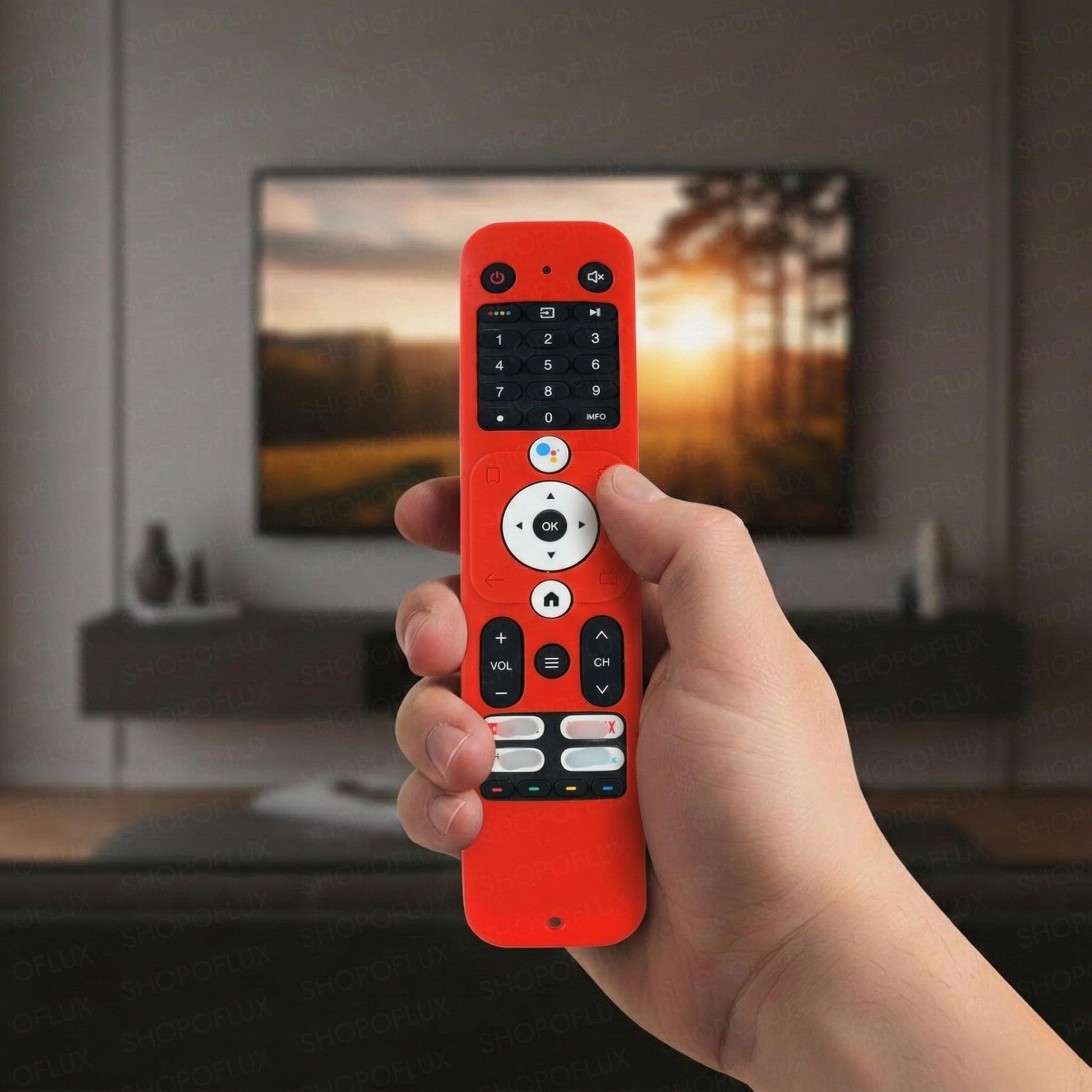 SHOPOFLUX Silicone TV Remote Cover Compatible with Haier TV Protective Case with Lanyard (Red) Shopoflux
