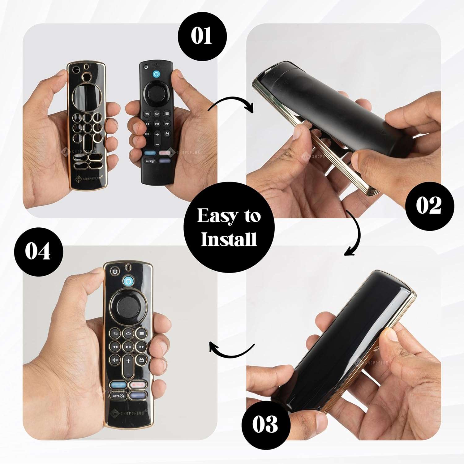 SHOPOFLUX TPU Remote Cover Compatible with Fire TV Stick 3rd Gen 2021 Black Gold