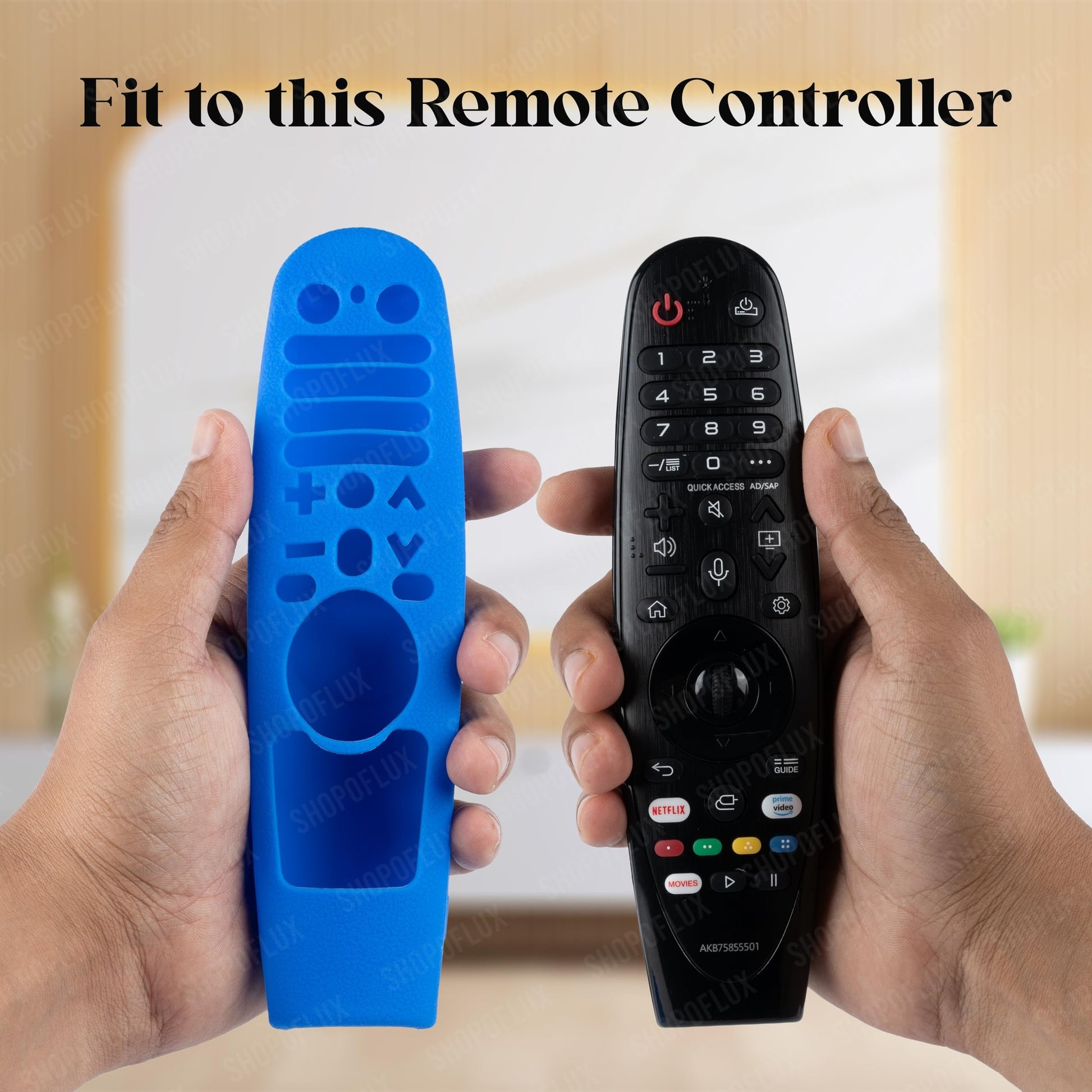 Shopoflux Silicone Full Wrap Case Compatible with LG AN-MR19BA AN-MR600 Magic Remote with Lanyard [Remote Not Included] (Blue) Shopoflux