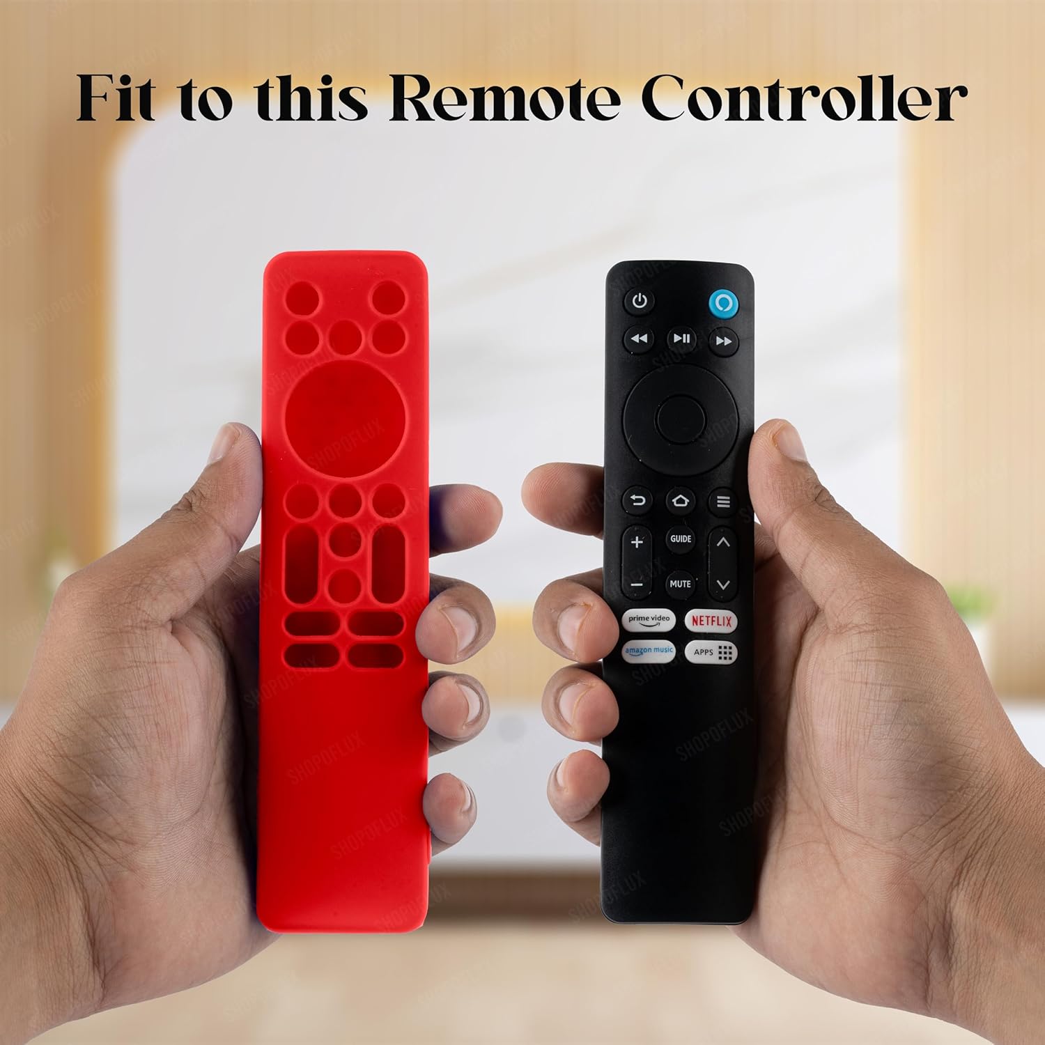 Shopoflux Silicone Tv Remote Cover Compatible with Redmi Smart Fire Tv 32 Redmi Fire Tv 4k 43 inches Protective Case (RED) Shopoflux