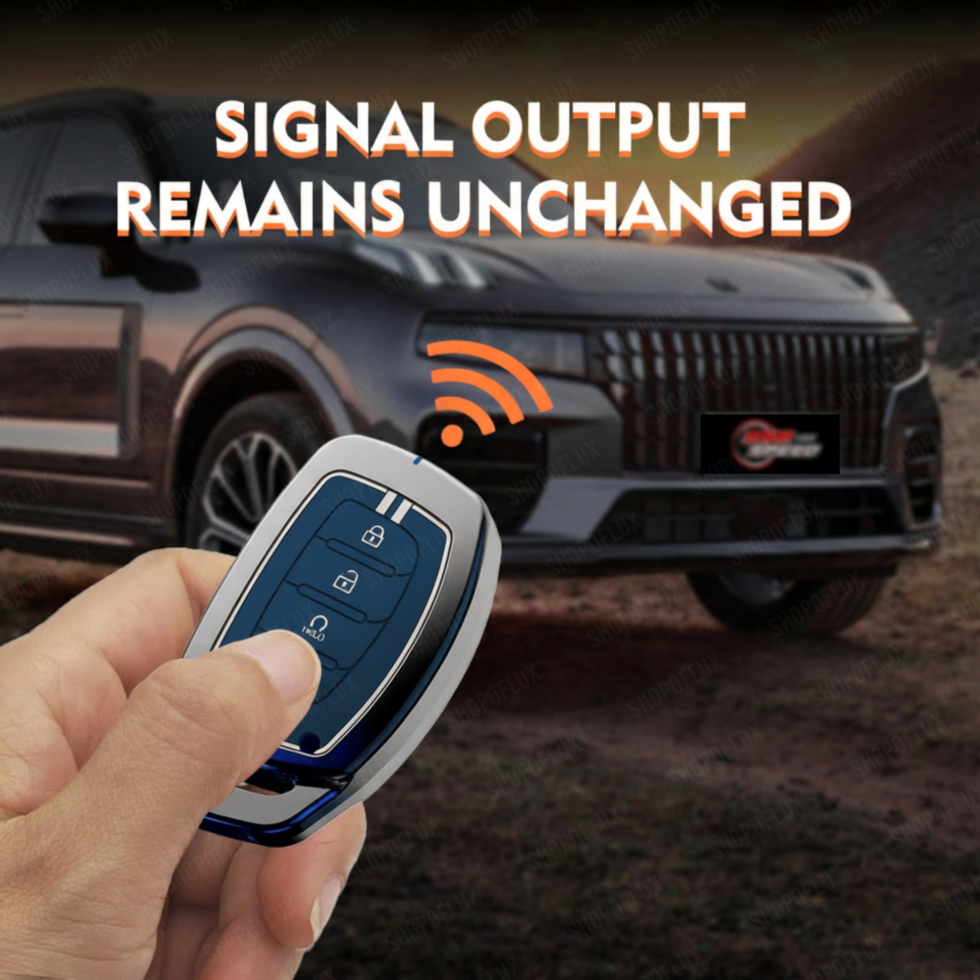 SHOPOFLUX Key Cover Compatible with Hyundai Alcazar and Creta ev Car 4 Button Smart Key (Metal Blue Silicone) Shopoflux