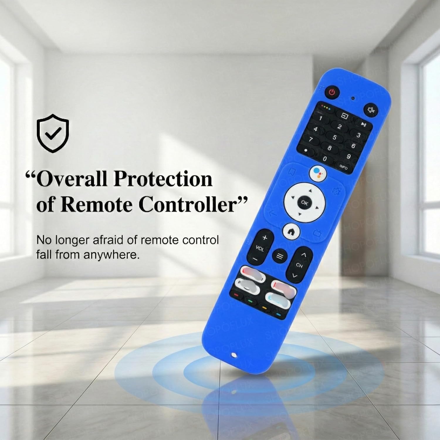 SHOPOFLUX Silicone TV Remote Cover Compatible with Haier TV Protective Case with Lanyard (Blue) Shopoflux