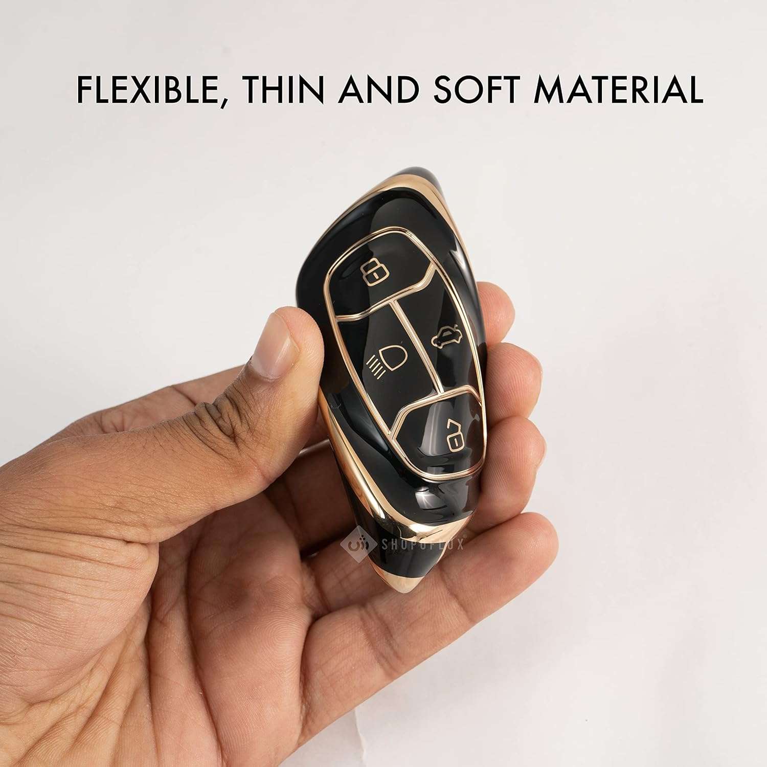 SHOPOFLUX TPU Key Cover Compatible with Tata Nexon | Harrier | Safari | Altroz | Tigor | Ev | Punch | Tiago Ev Electric 4 Button Smart Key Only