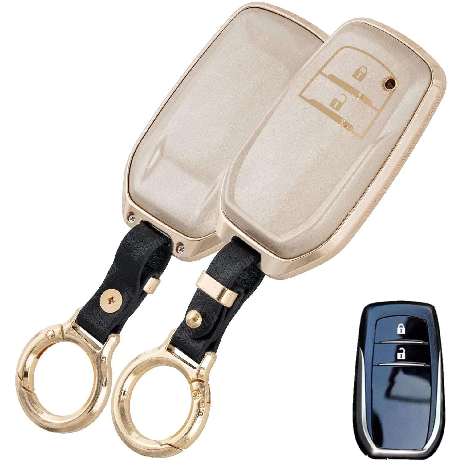 SHOPOFLUX Metal TPU Key Cover Compatible for Toyota Innova Crysta | Hilux | Invicto 2 Button Smart Only