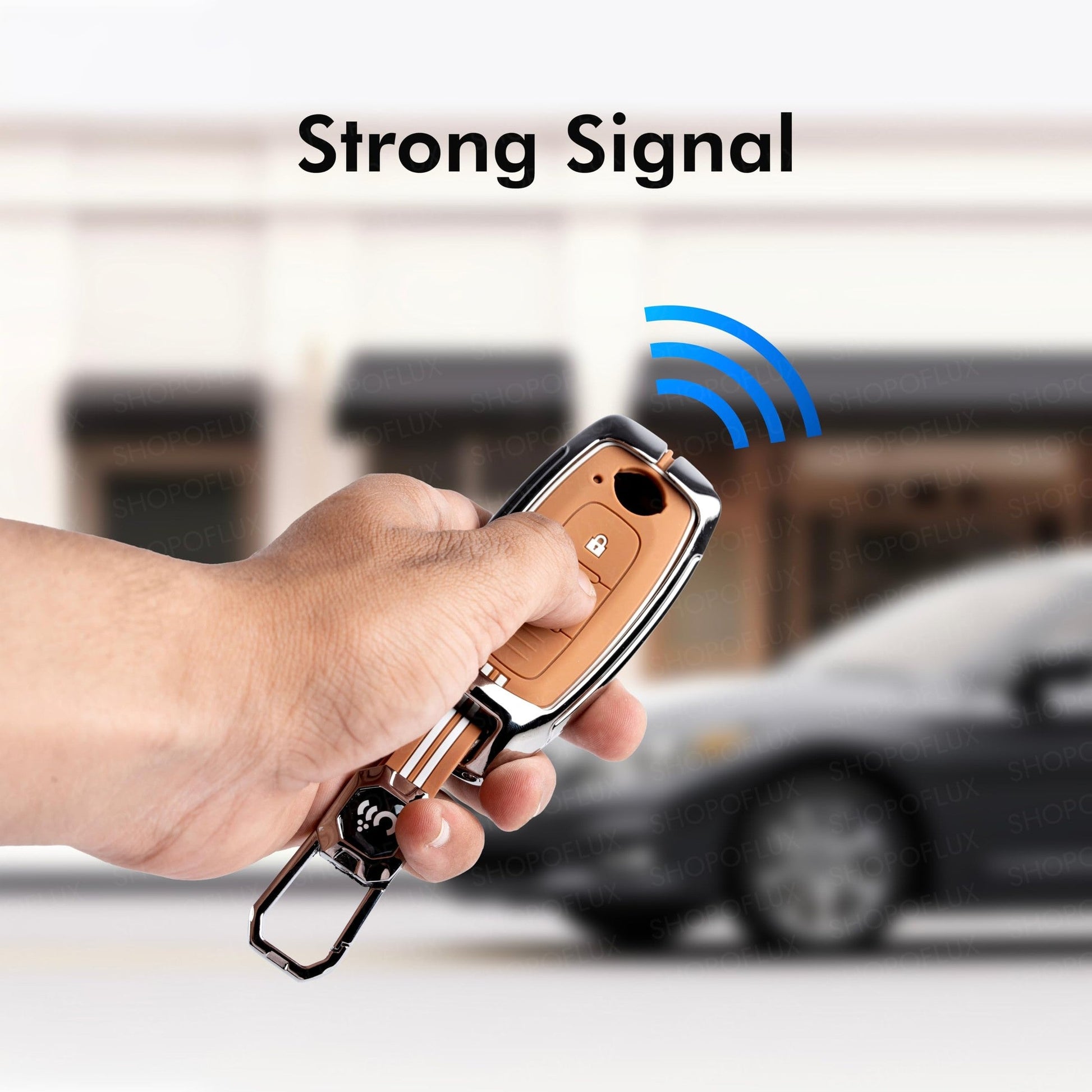 SHOPOFLUX Metal Key Cover Compatible with Nissan Magnite 2 Button Smart Key (Metal Silicone Brown) Shopoflux