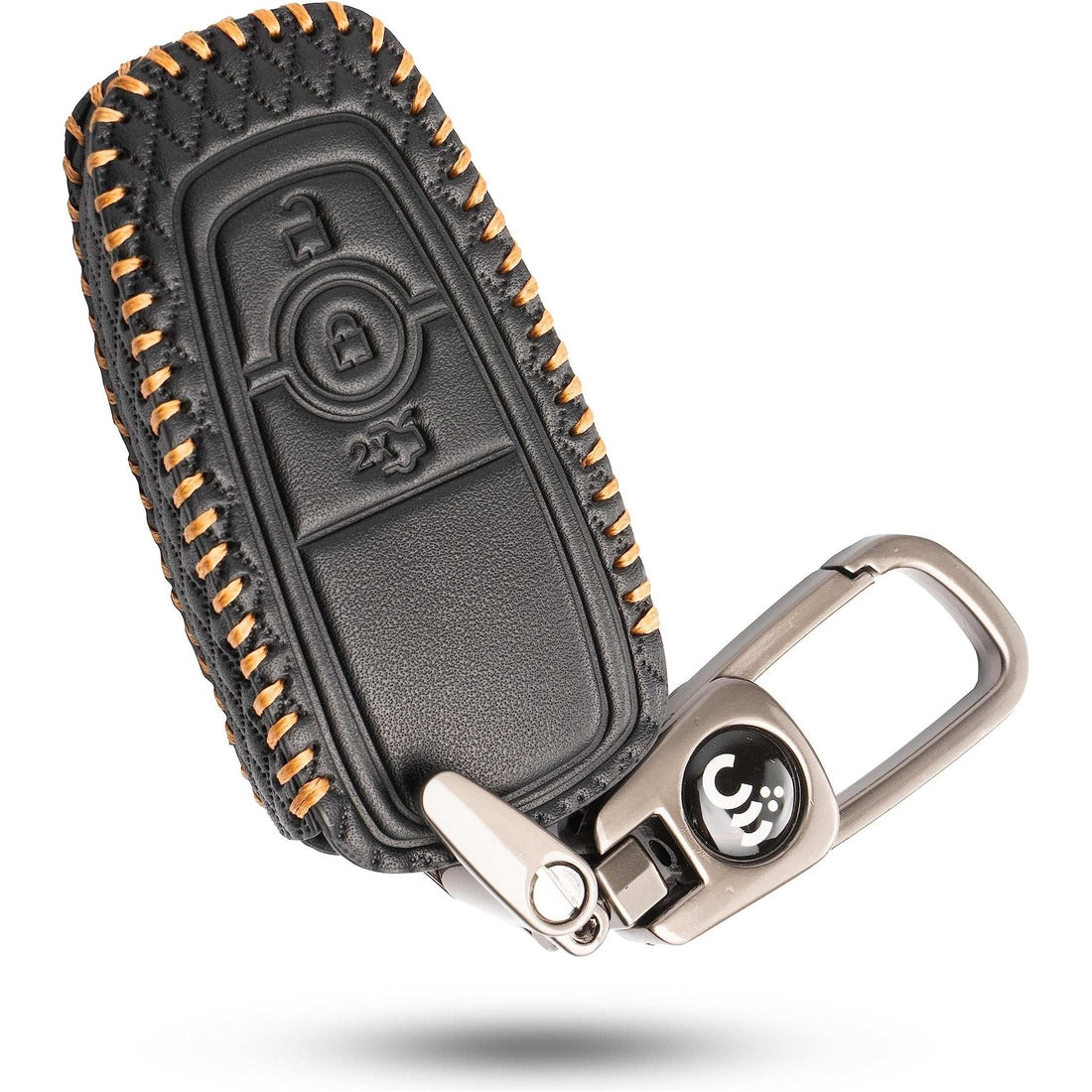 SHOPOFLUX leather Key Cover Compatible for Endeavour | Figo | Aspire | Freestyle Titanium 3 Button Smart Key - Black Copy