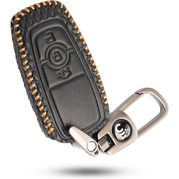 SHOPOFLUX Leather Key Cover Compatible with Endeavour | Figo | Aspire | Freestyle Titanium 3 Button Smart Key