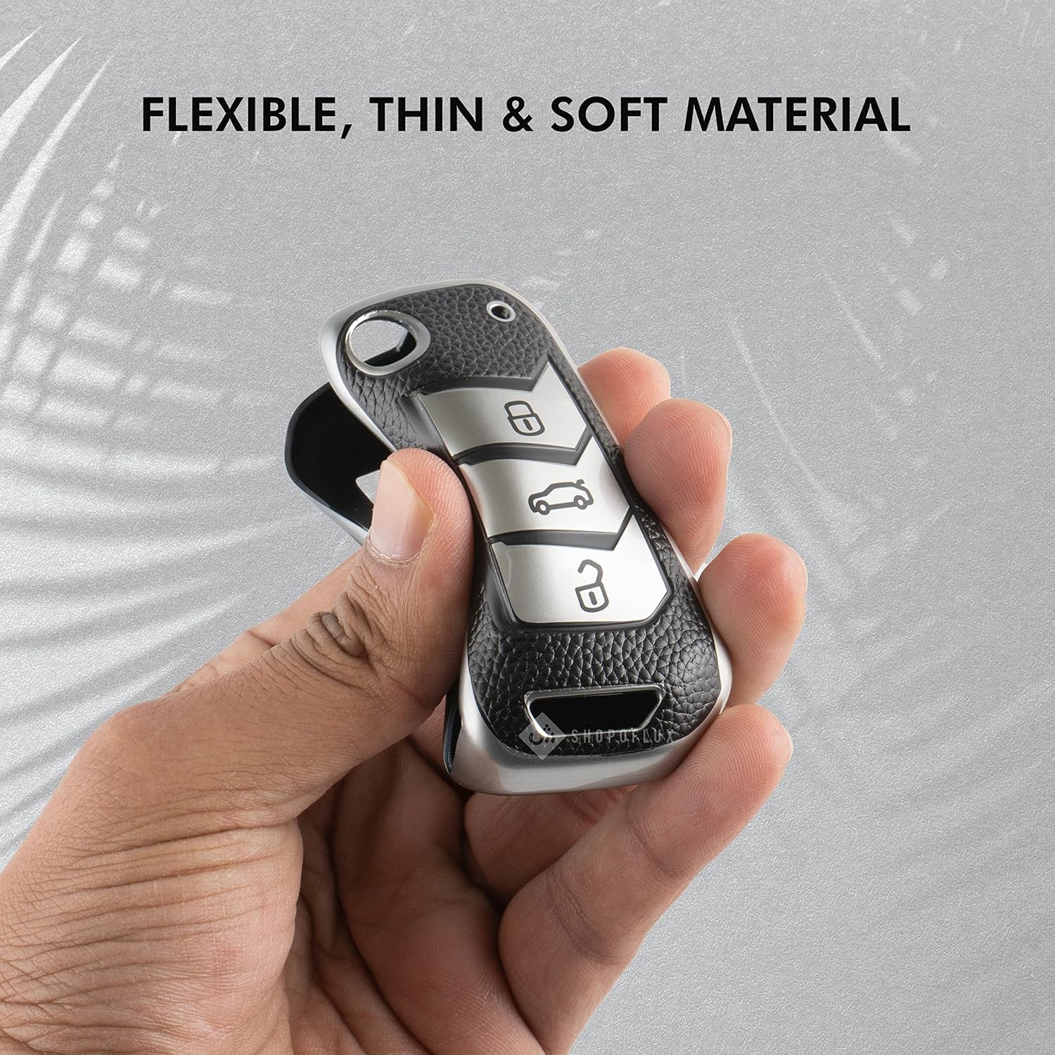 SHOPOFLUX TPU Leather Key Cover Compatible with Mahindra Scorpio N | 3XO | XUV 300 | Marazzo | XUV 700 | XUV 400 ev | Bolero | Thar 3 Button Flip Key