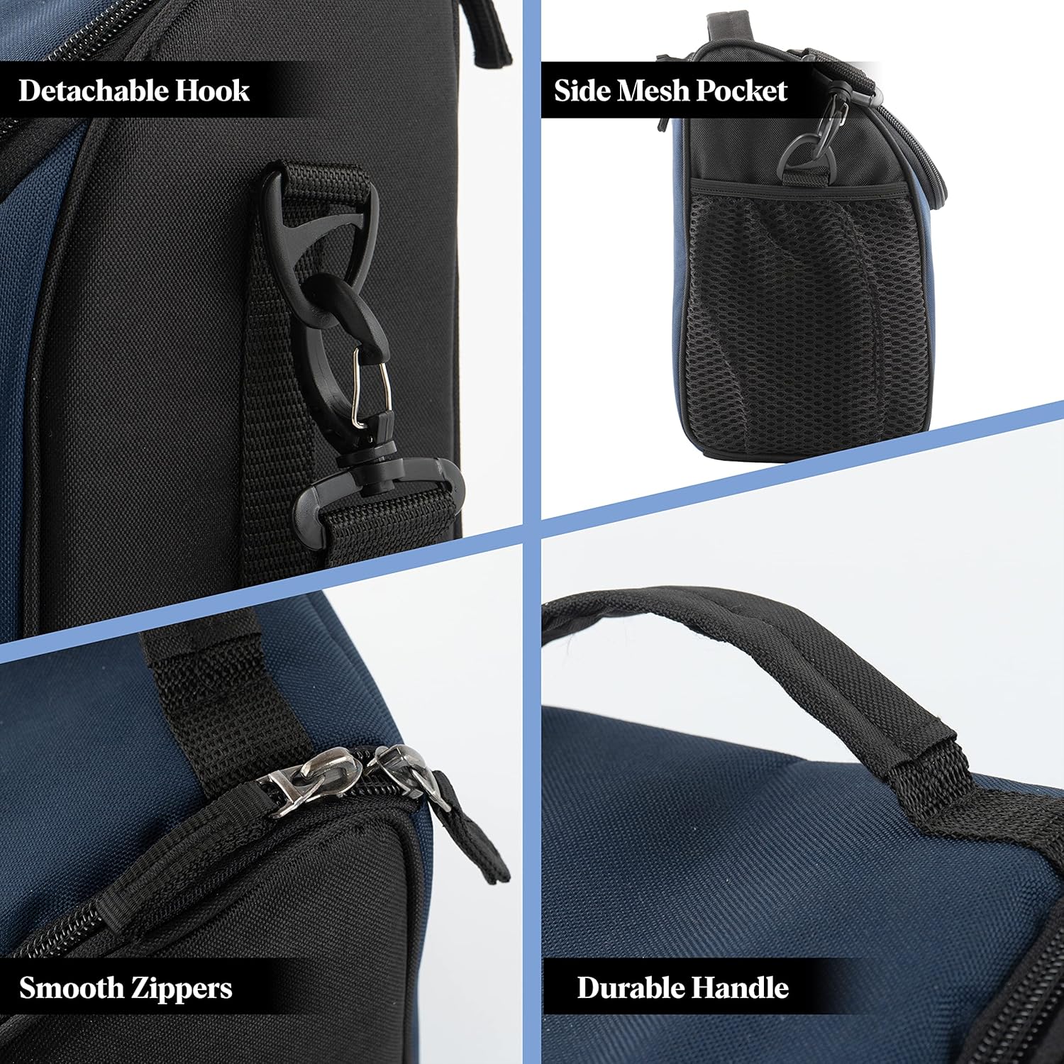 SHOPOFLUX Lunch Bag for Men and Women, Insulated Tiffin Bags for Office, College, School with Crossbody Belt Blue