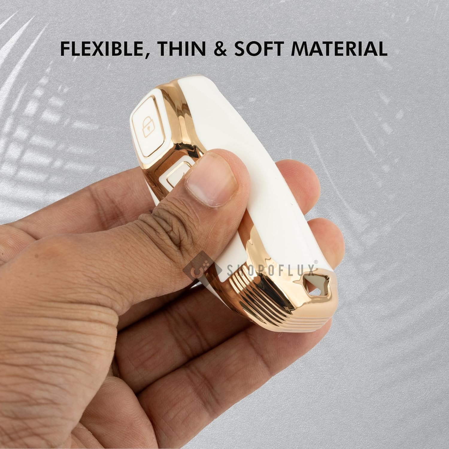 SHOPOFLUX TPU Key Cover Compatible with Kia Seltos 2023 2024 HTE, Syros 3 Button Flip Key (White)