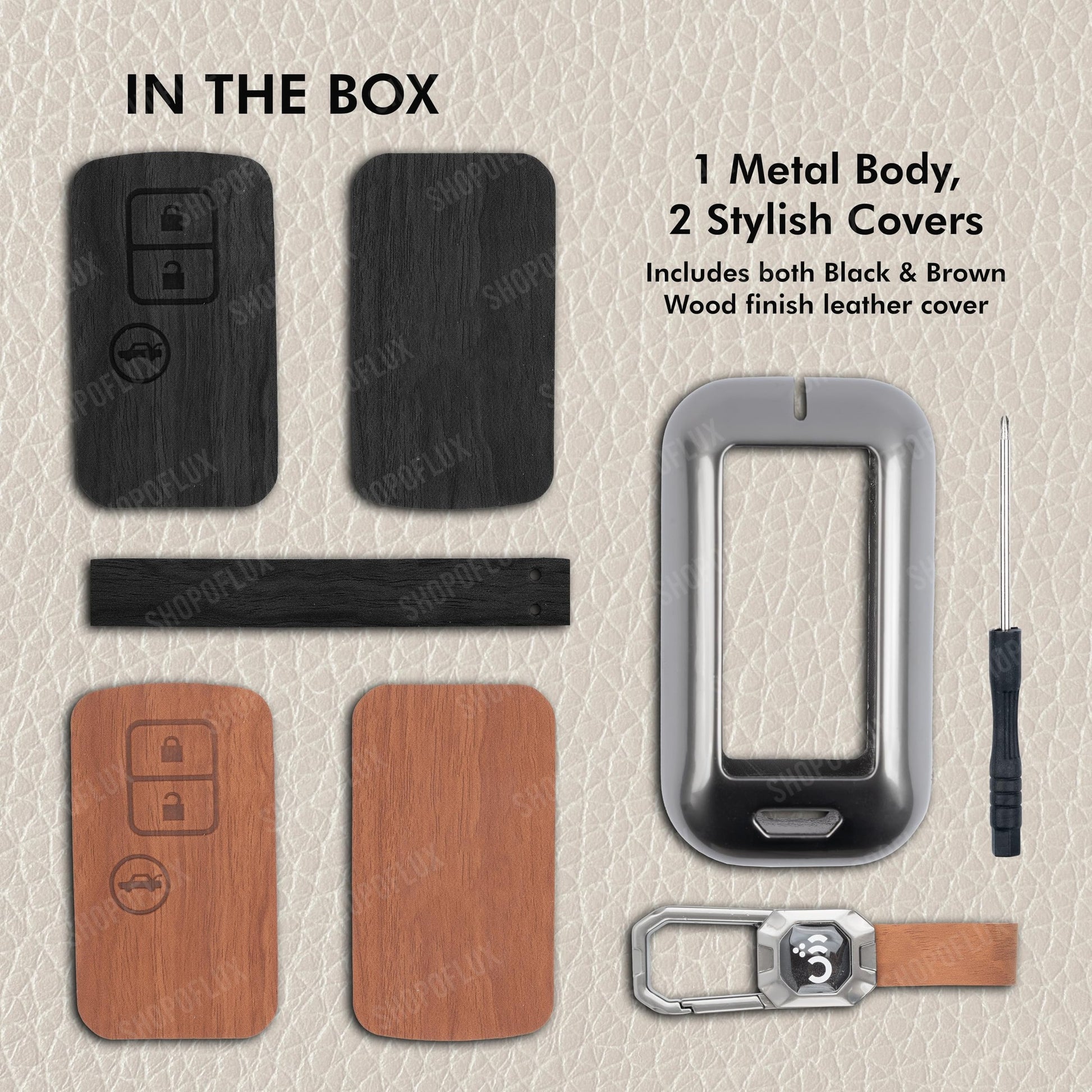 SHOPOFLUX Metal key Cover Compatible with Suzuki Dzire | Ertiga 3 button smart key (Black) (Pack 1) Shopoflux