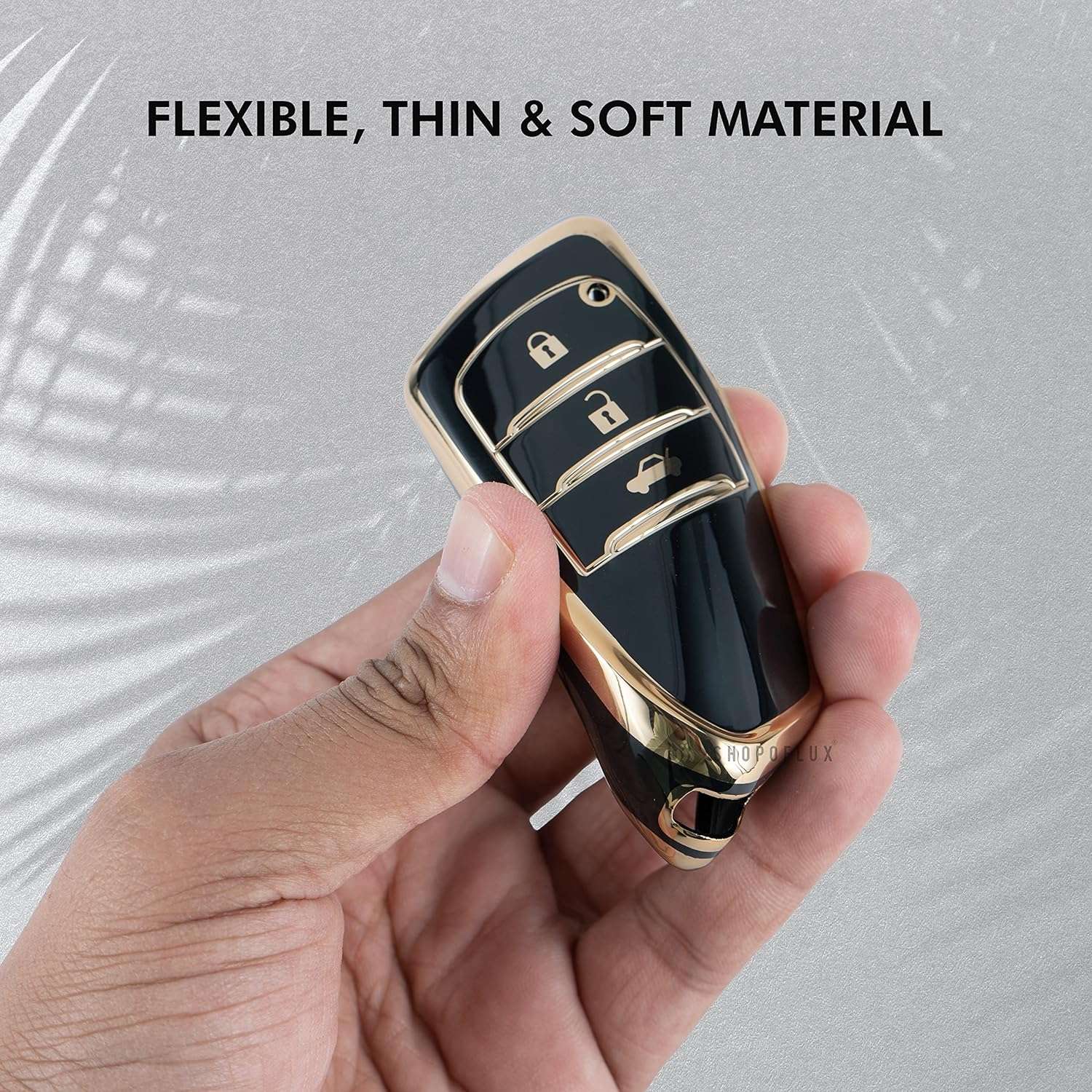 SHOPOFLUX TPU Key Cover Compatible with Toyota Fortuner | Fortuner Legender | Innova Hycross | Invicto 3 Button Smart Key Black & white