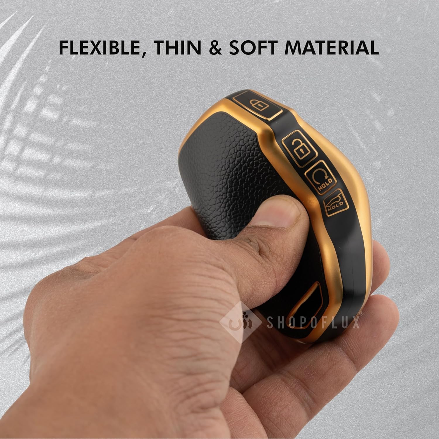 SHOPOFLUX Leather TPU Key Cover Compatible with Kia Seltos 2024 2023 Facelift HTX | Carens X Line | Sonet Facelift 4 Button Smart Key