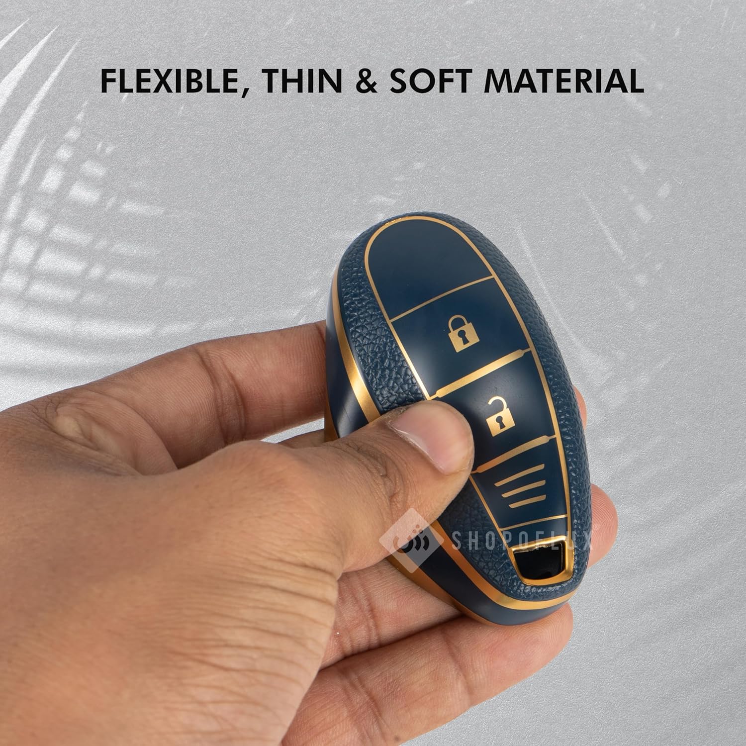 SHOPOFLUX Leather TPU Key Cover Compatible with Baleno | Breeza | S Cross | Ciaz | Swift 2 Button Smart Key