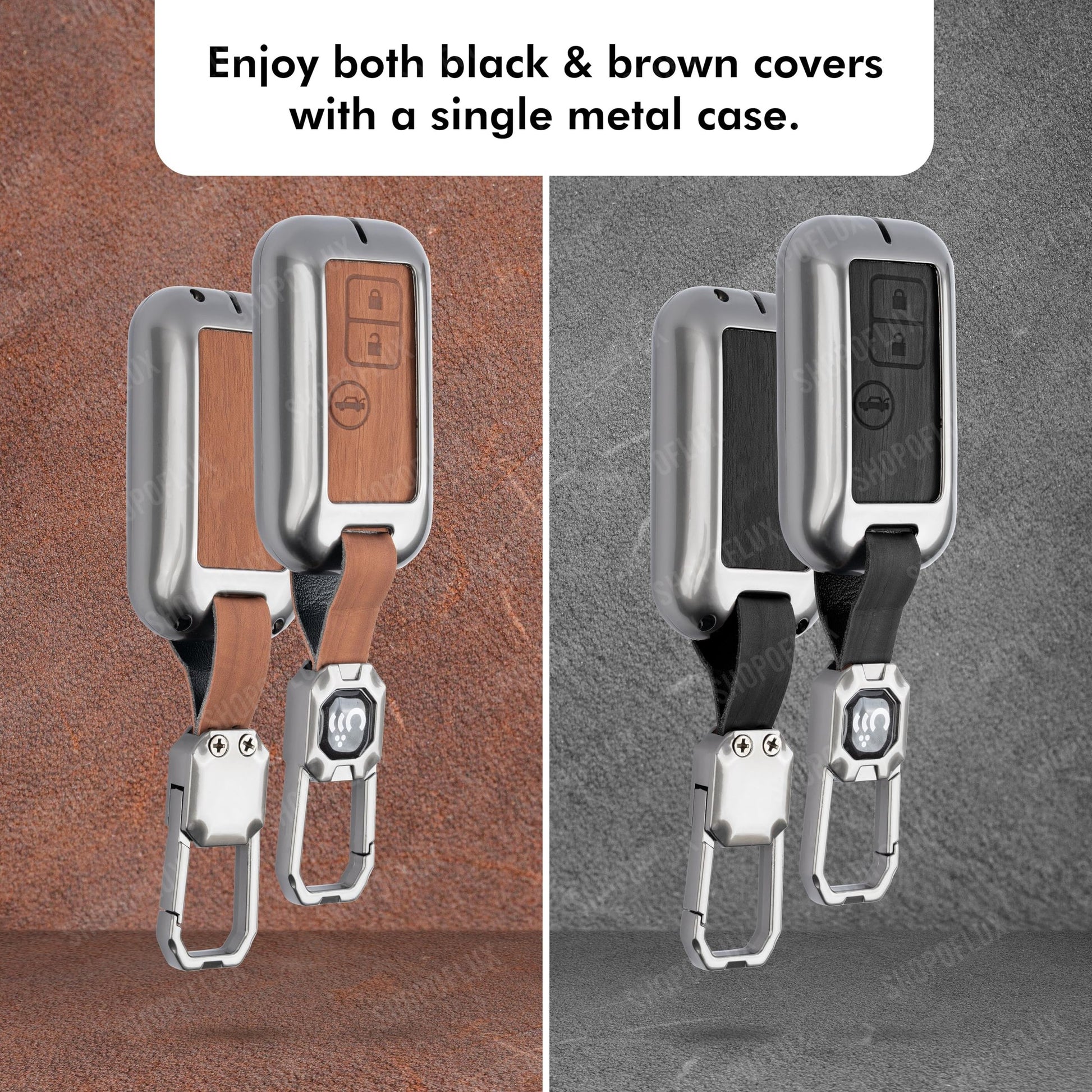 SHOPOFLUX Metal key Cover Compatible with Suzuki Dzire | Ertiga 3 button smart key (Black) (Pack 1) Shopoflux