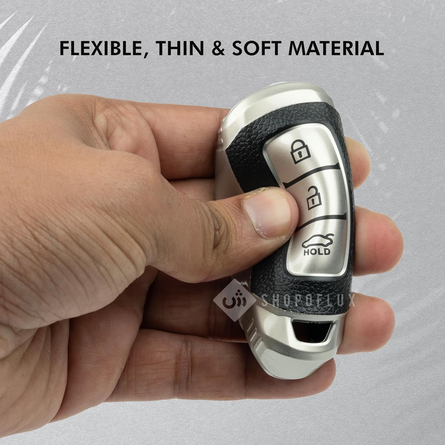 SHOPOFLUX TPU Leather Key Cover Compatible with Hyundai Verna | Kona | i20 3 Button Smart Key