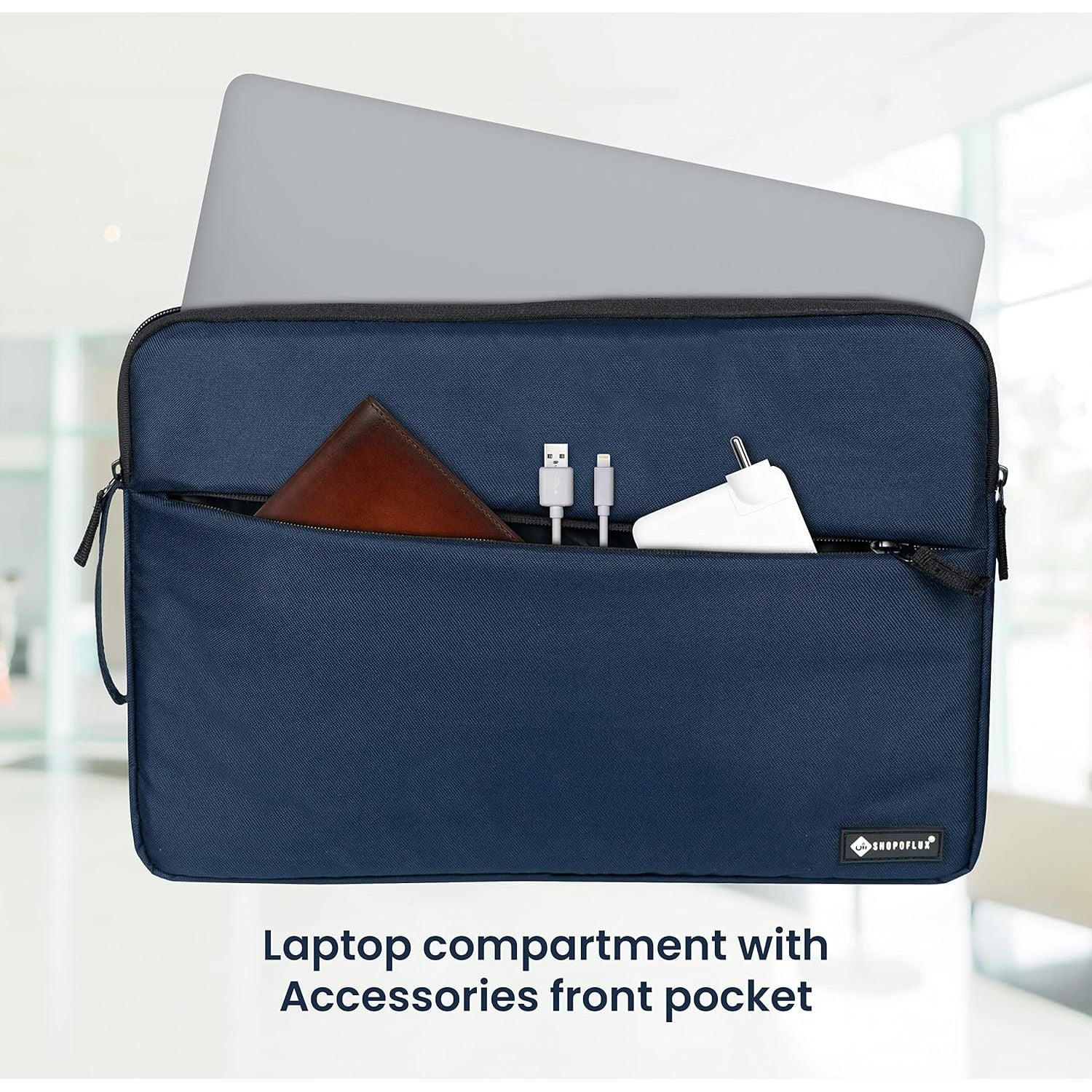 Shopoflux Laptop Sleeve Case Cover Bag for 14 Inch Laptop for Men and Women Waterproof with Front Pocket Blue, 15 X 11 X 1.2 Inch Brown & Blue