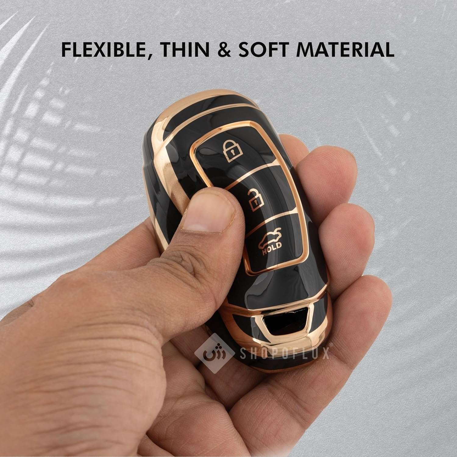 SHOPOFLUX TPU key cover Compatible with Hyundai Verna | Kona | i20 3 button smart key - Black