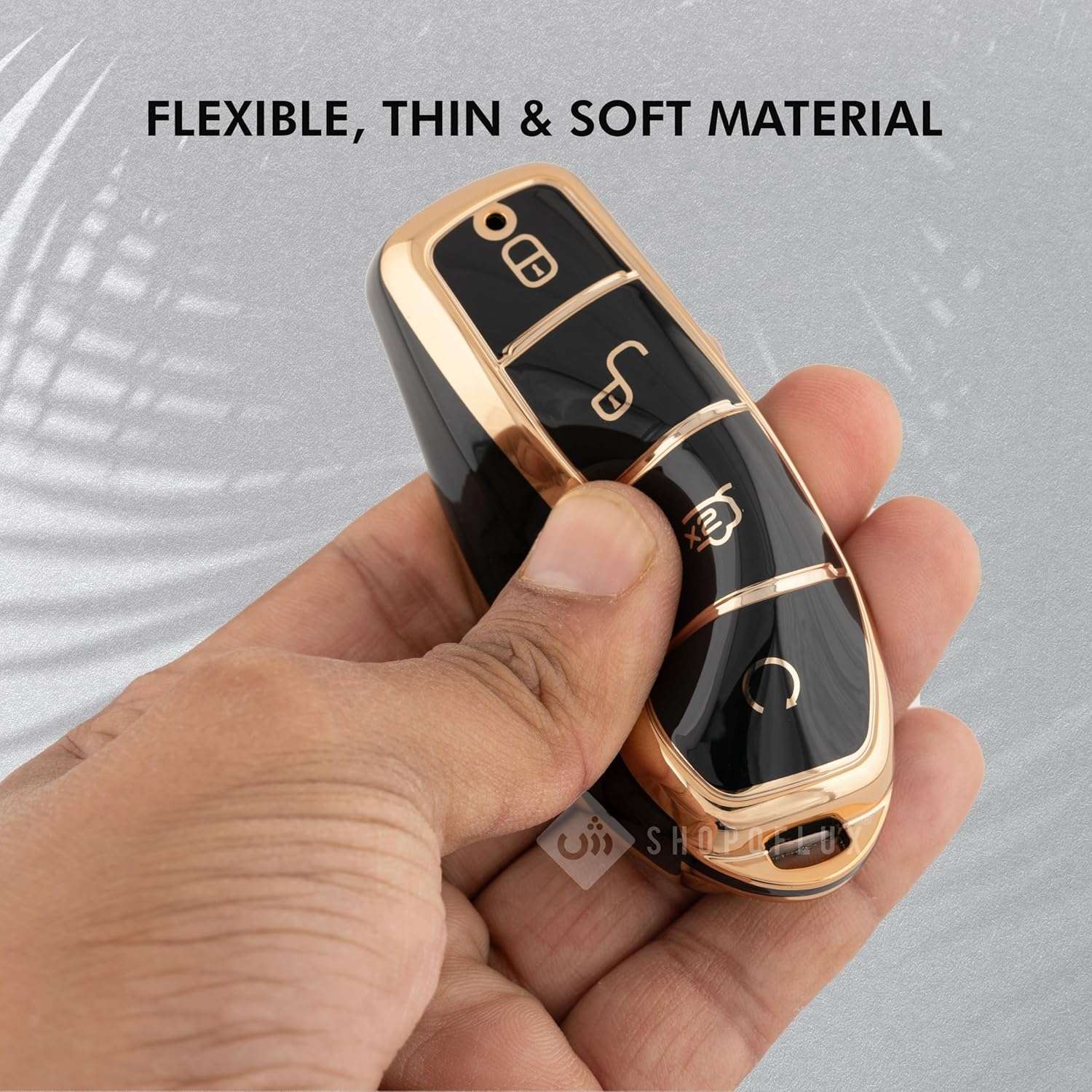 SHOPOFLUX TPU Car Key Cover Compatible for BYD Atto 3, SEAL, eMAX 7, Sealion 7 - Black