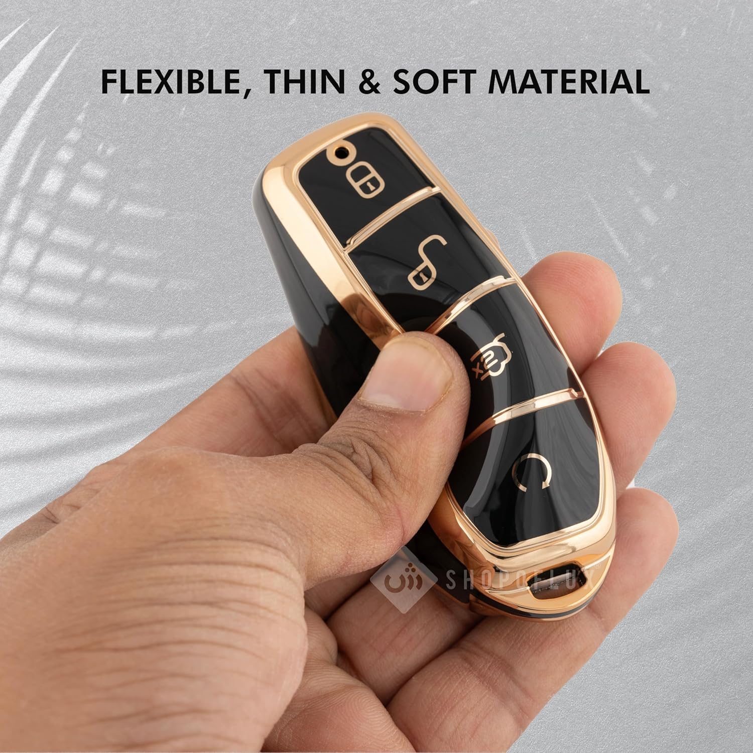 SHOPOFLUX TPU Car Key Cover Compatible for BYD Atto 3, SEAL, eMAX 7, Sealion 7 - Black