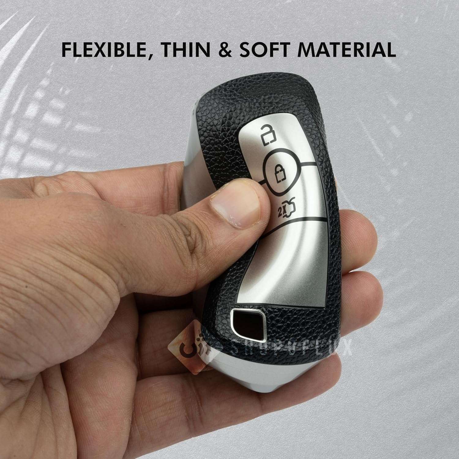 SHOPOFLUX TPU leather Key Cover Compatible for Endeavour | Figo | Aspire | Freestyle Titanium 3 Button Smart Key - Black