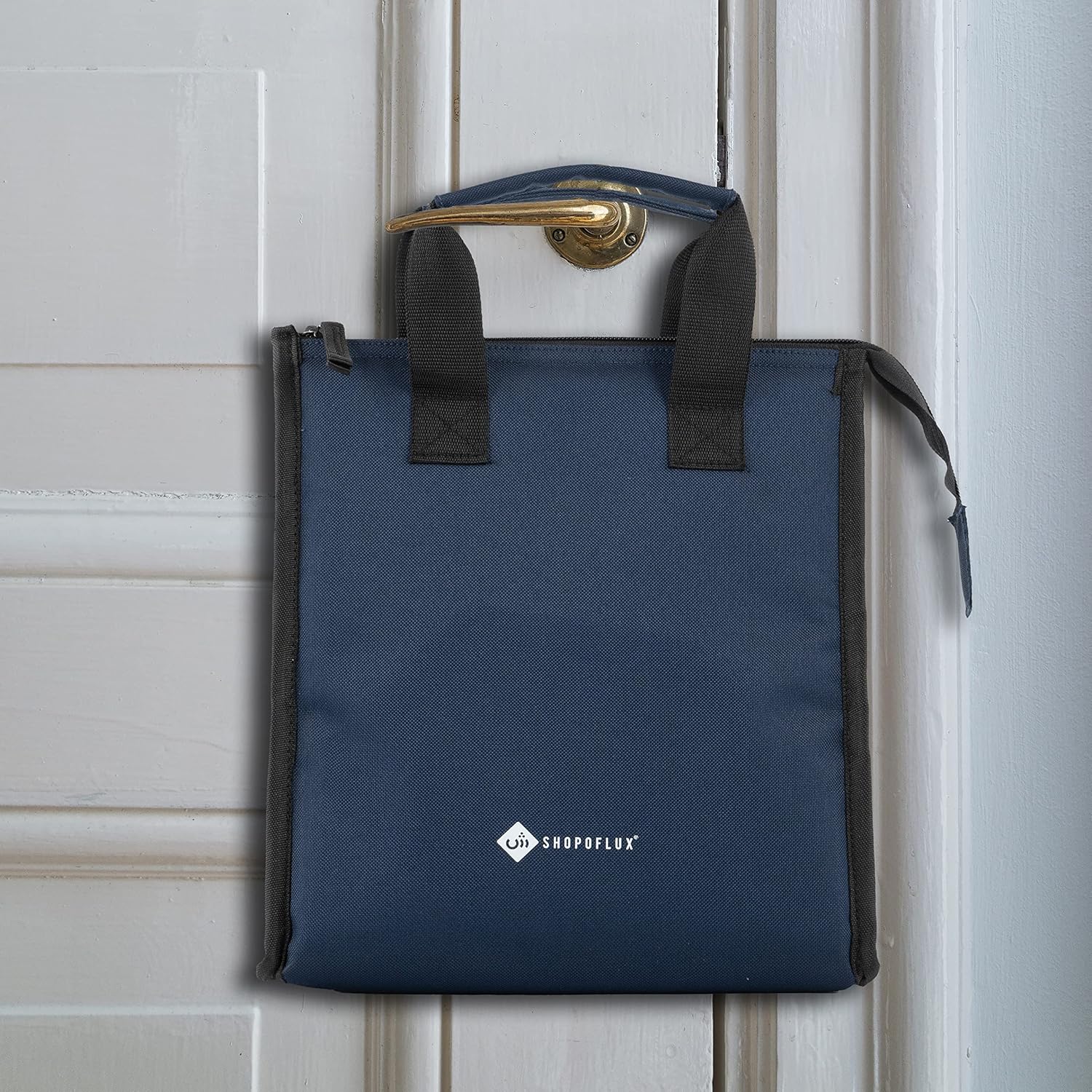 SHOPOFLUX Polyester Modern Milk Bag For Door Hanging | Insulated And Waterproof Door Hanging Bag For Milk Sachets And Bottles Storage Blue