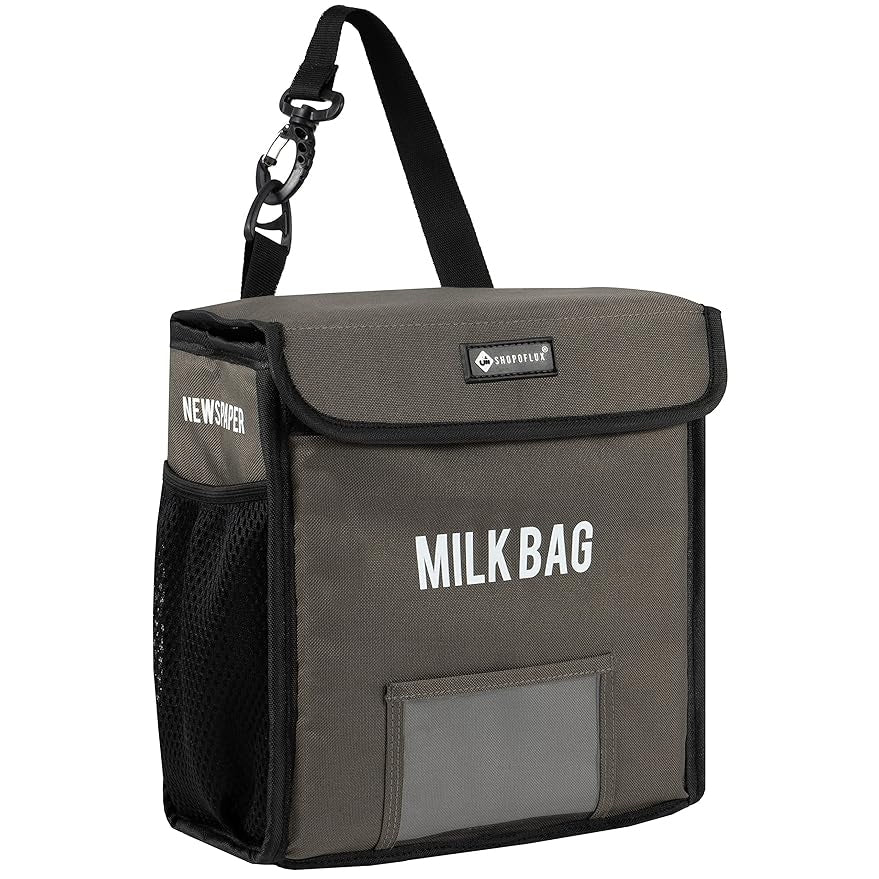 SHOPOFLUX Milk Bag for Door Hanging | Insulated and Waterproof Door Hanging Bag for Milk Sachets and Bottles Storage with Pocket for Notes and News Paper