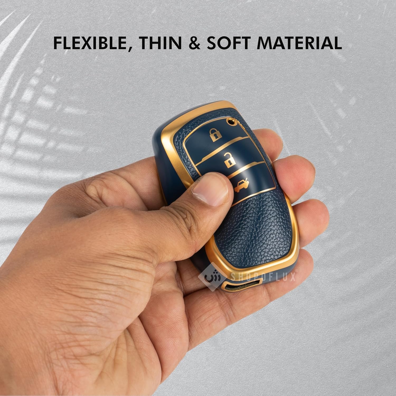 SHOPOFLUX Leather TPU Key Cover Compatible with Suzuki and Toyota Fortuner | Fortuner Legender | Innova Hycross | Invicto 3 Button Smart Key